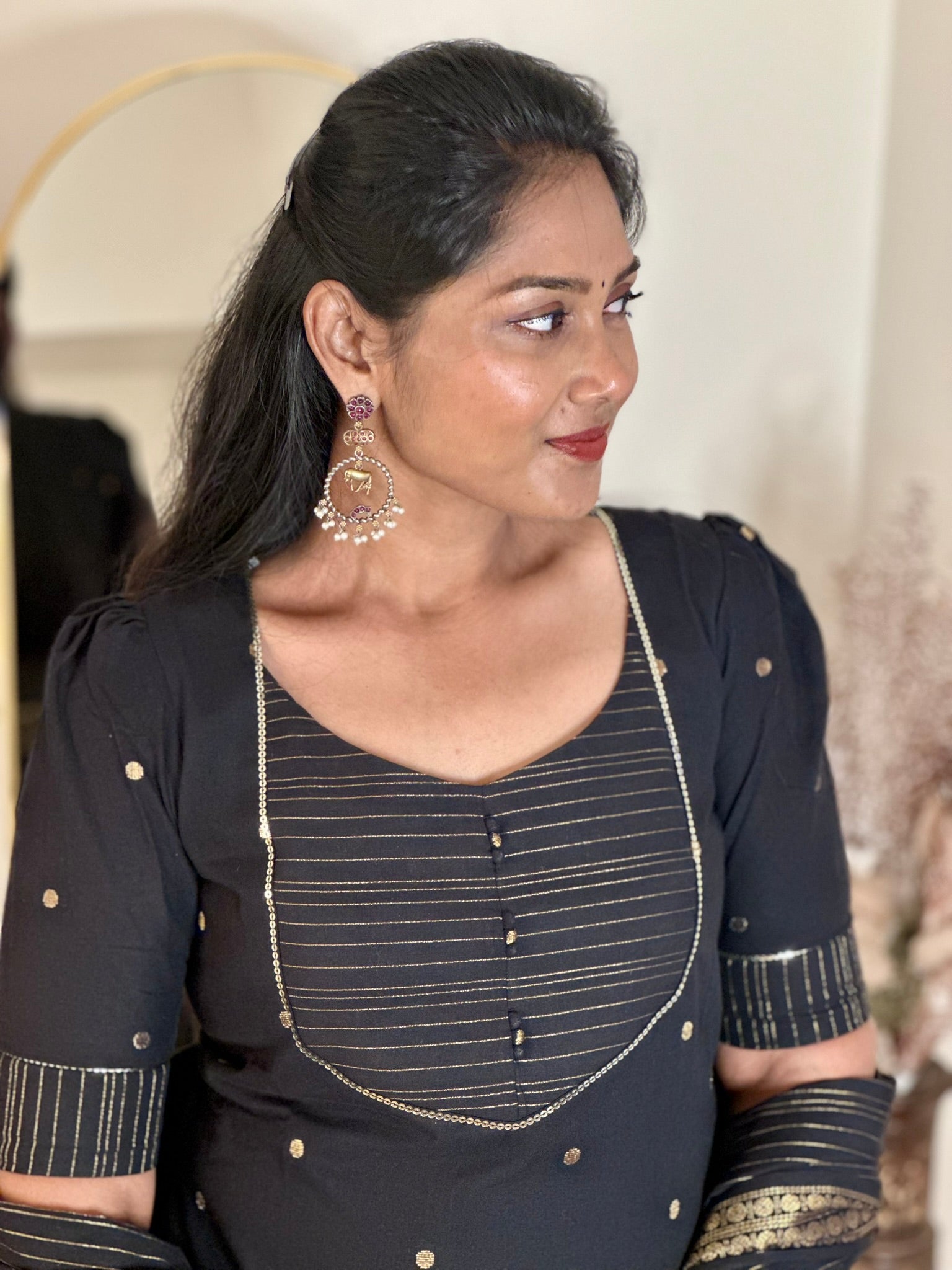 SIYA083 Black | Meher Handloom Cotton Kurta Set (3-Piece)