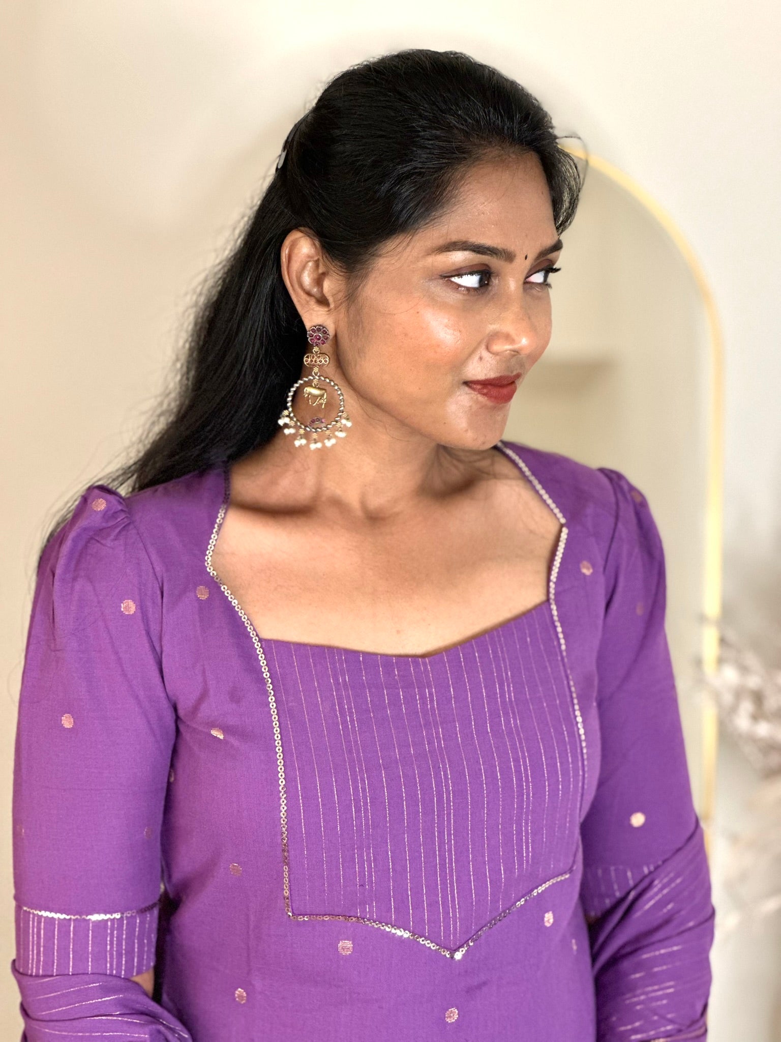 SIYA083 lavender | Meher Handloom Cotton Kurta Set (3-Piece)