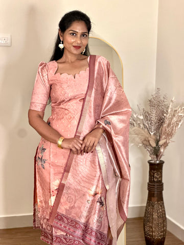 SIYA085 Pink | Zehra Chanderi Silk Kurta Set (3-Piece)