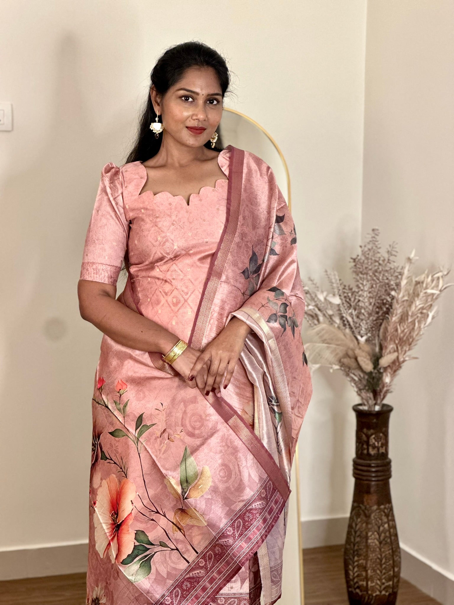 SIYA085 Pink | Zehra Chanderi Silk Kurta Set (3-Piece)