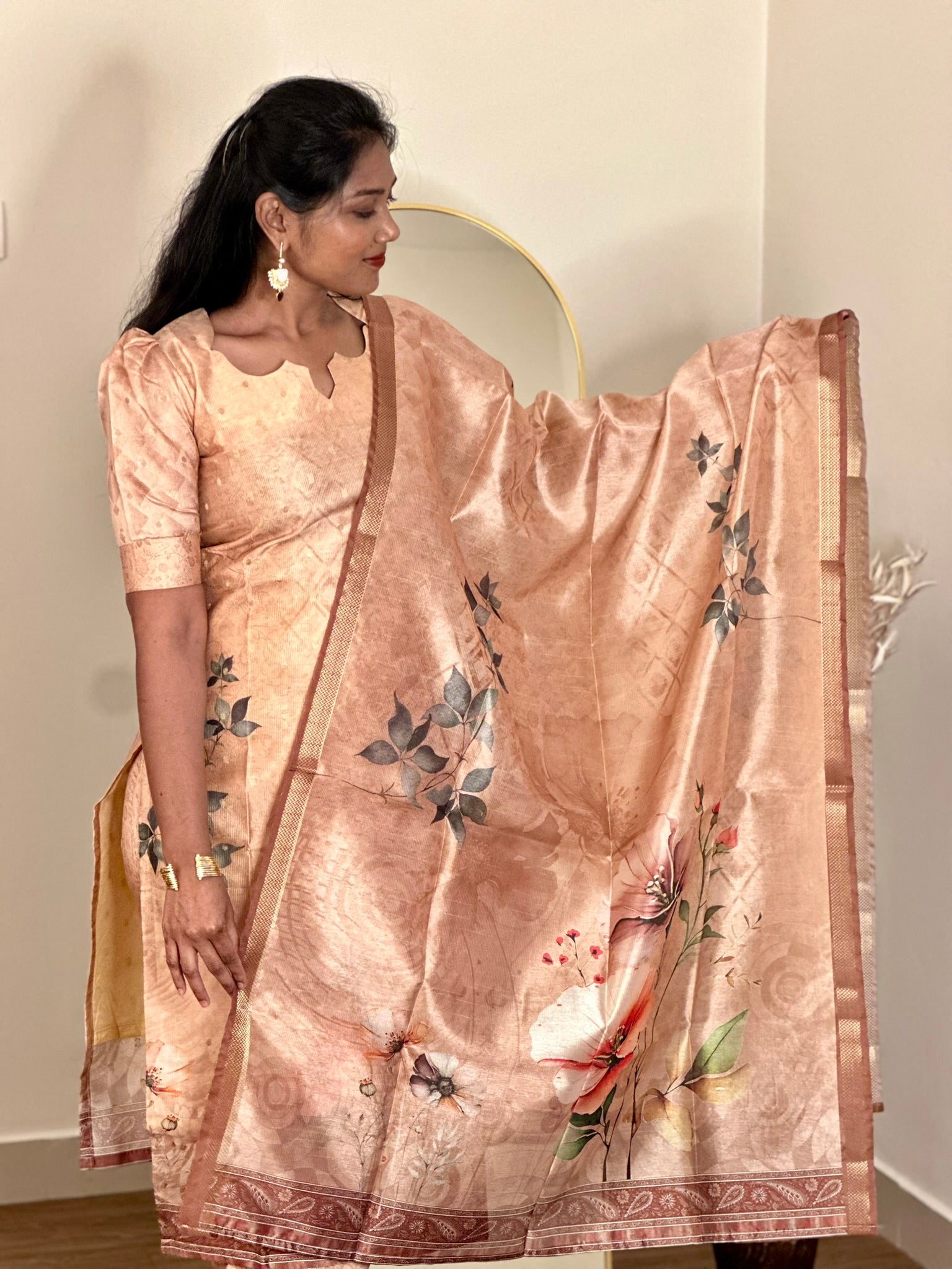 SIYA085 Brown | Zehra Chanderi Silk Kurta Set (3-Piece)