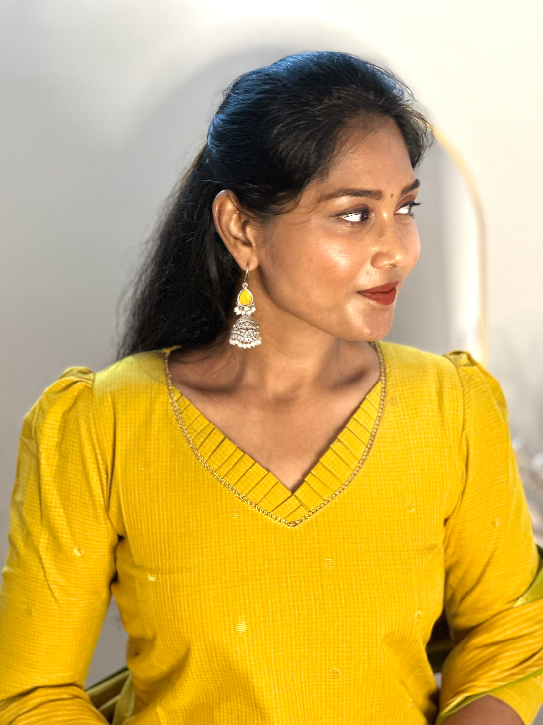 SIYA084 Yellow | Aafreen Handloom Cotton Kurta Set (3-Piece)