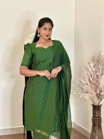 SIYA086 Green | Aira Raw Silk Kurta Set (3-Piece)