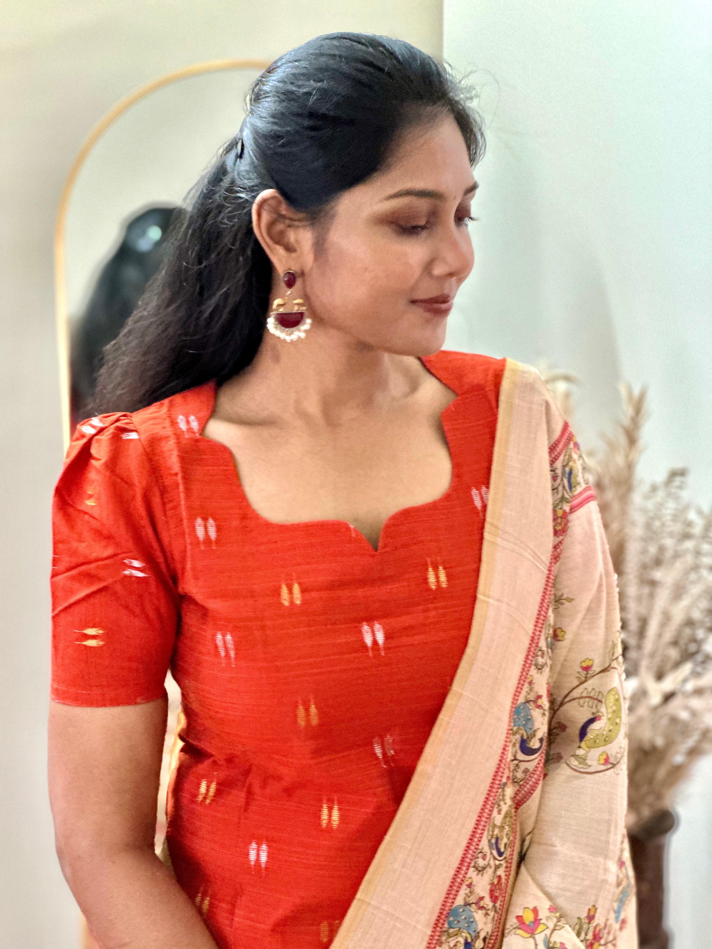 SIYA053 | Aarini Raw Silk Salwar Suit Set (3-Piece) - Orange
