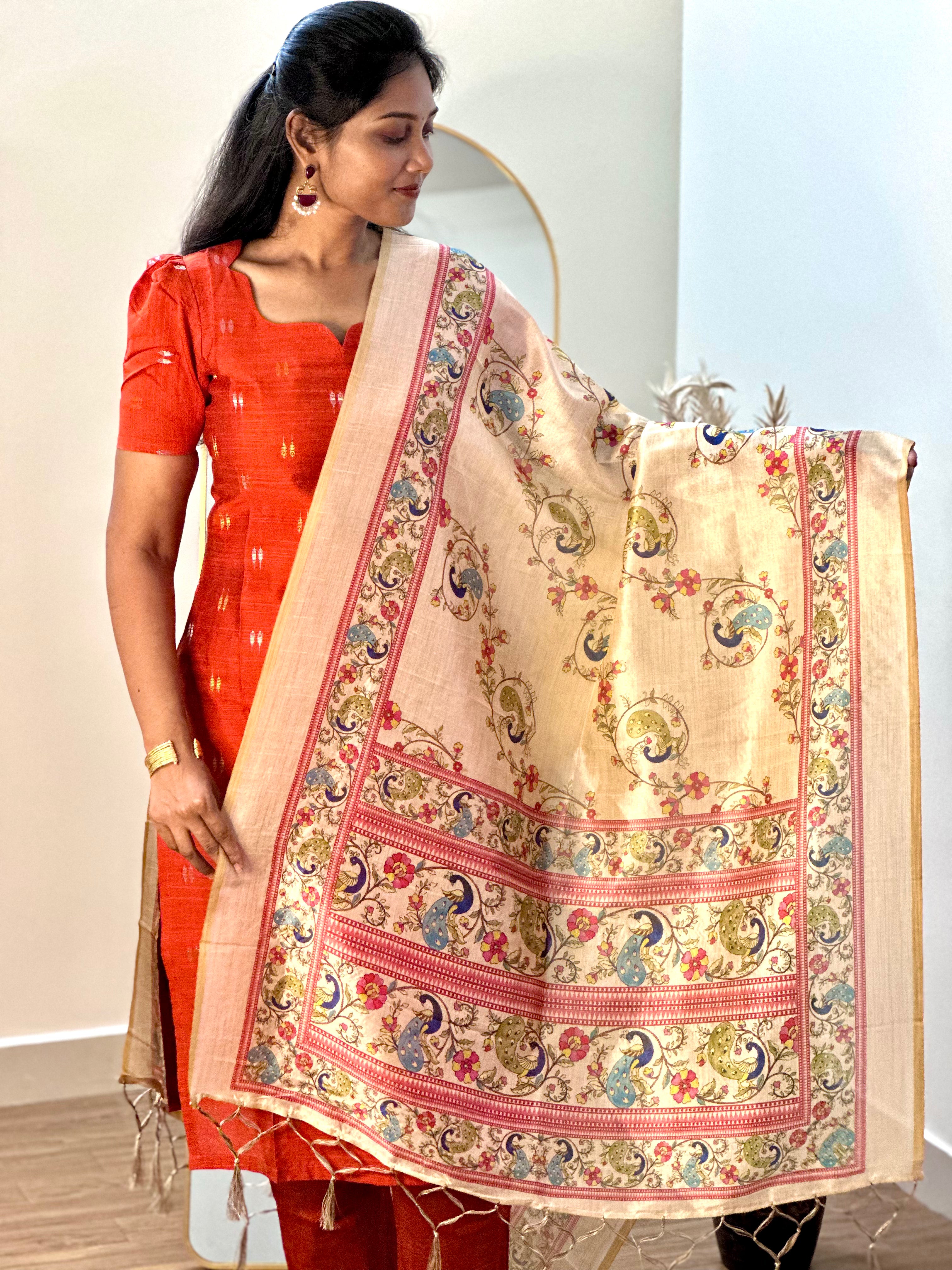 SIYA053 | Aarini Raw Silk Salwar Suit Set (3-Piece) - Orange