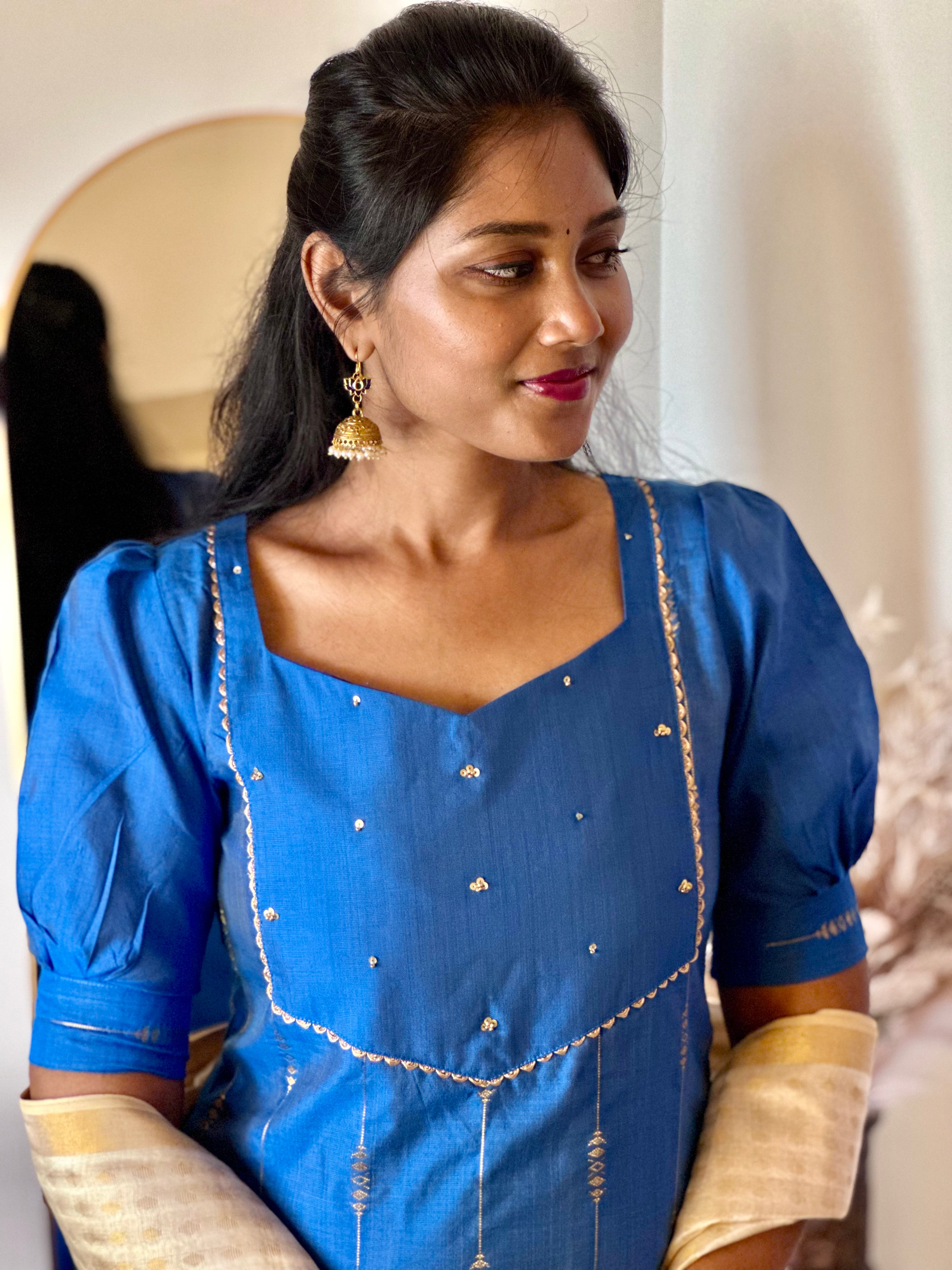 SIYA056 | Neeraja Raw Silk A-Line Kurta Set with Tussar Dupatta (3-Piece)