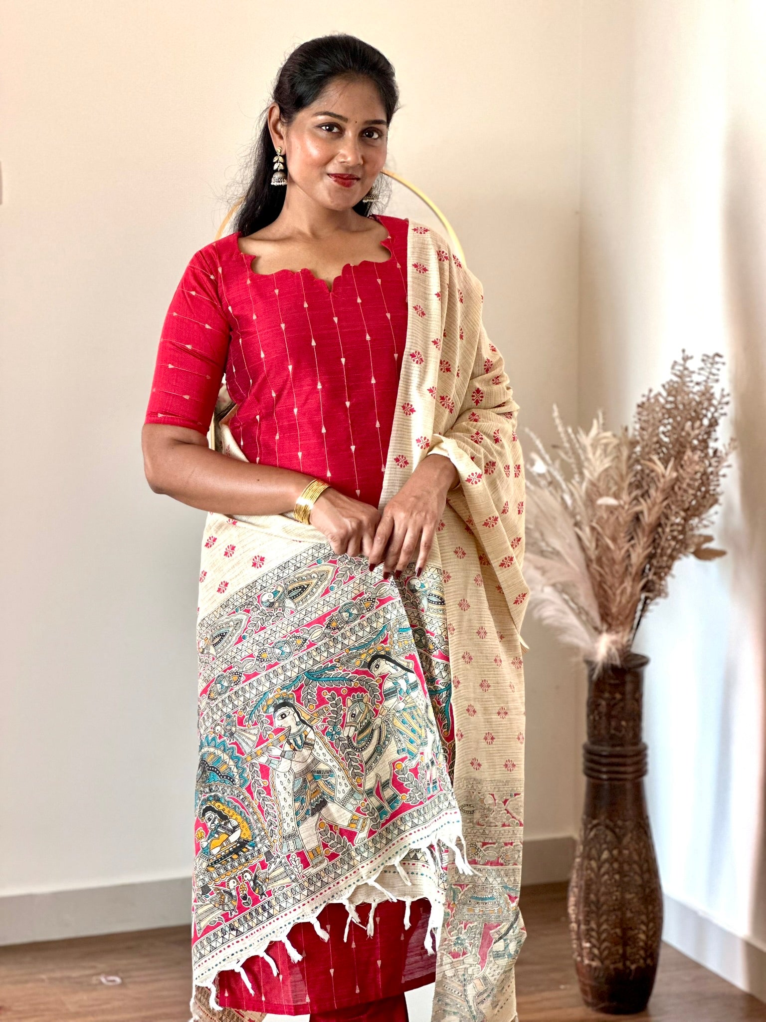 SIYA091 Red | Aira Raw Silk Kurta Set (3-Piece)