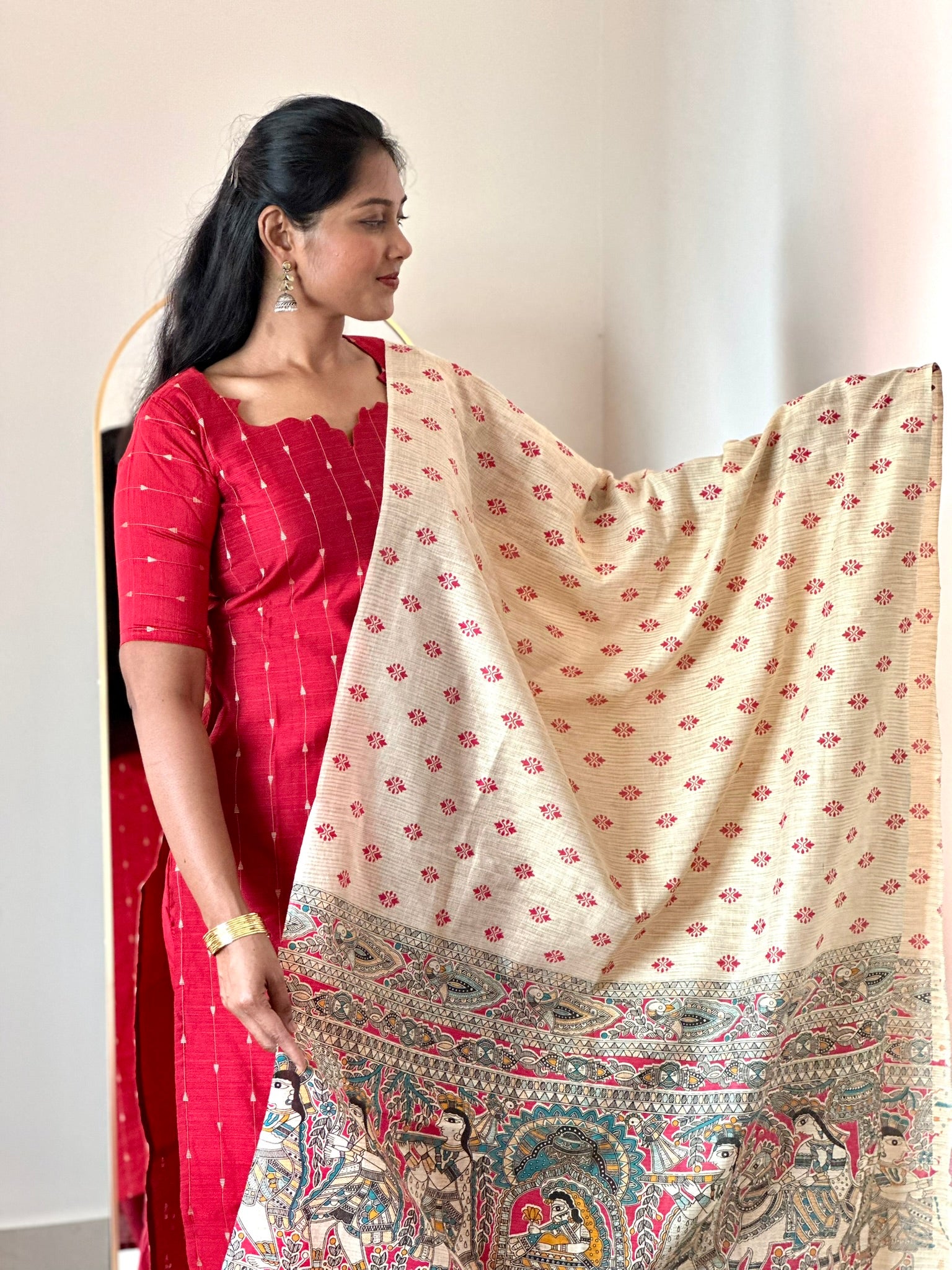 SIYA091 Red | Aira Raw Silk Kurta Set (3-Piece)