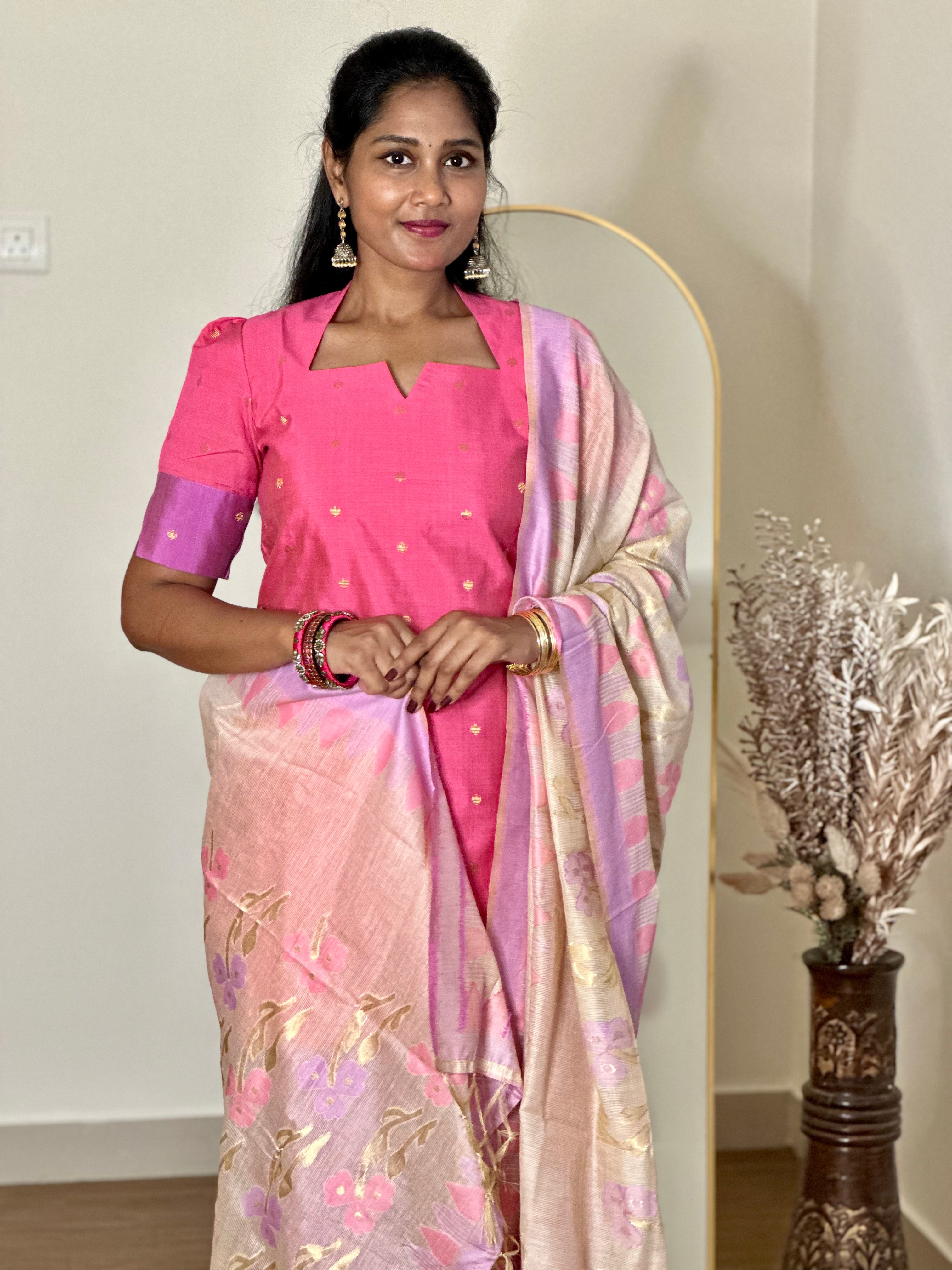 SIYA059 | Vasara Raw Silk Kurta Set with Jacquard Dupatta (3-Piece)