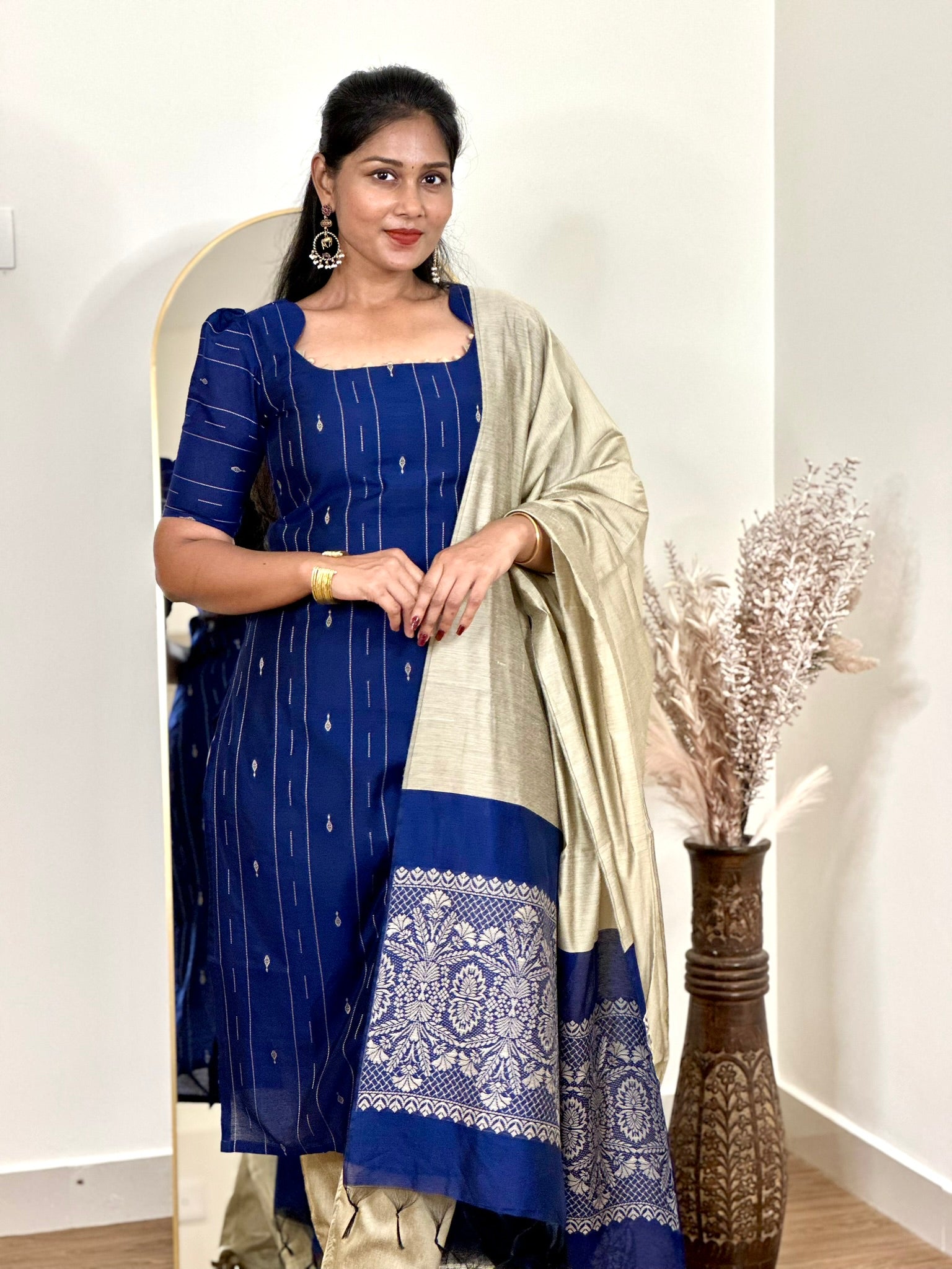 SIYA092 Blue | Aira Raw Silk Kurta Set (3-Piece)