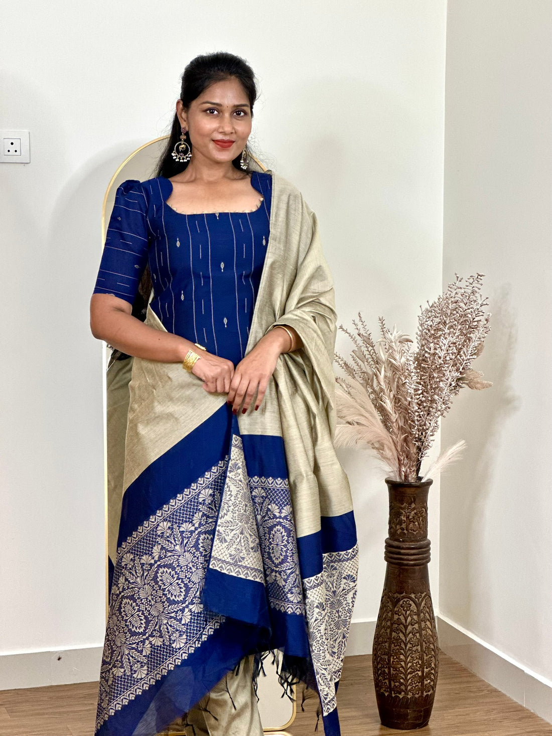 SIYA092 Blue | Aira Raw Silk Kurta Set (3-Piece)
