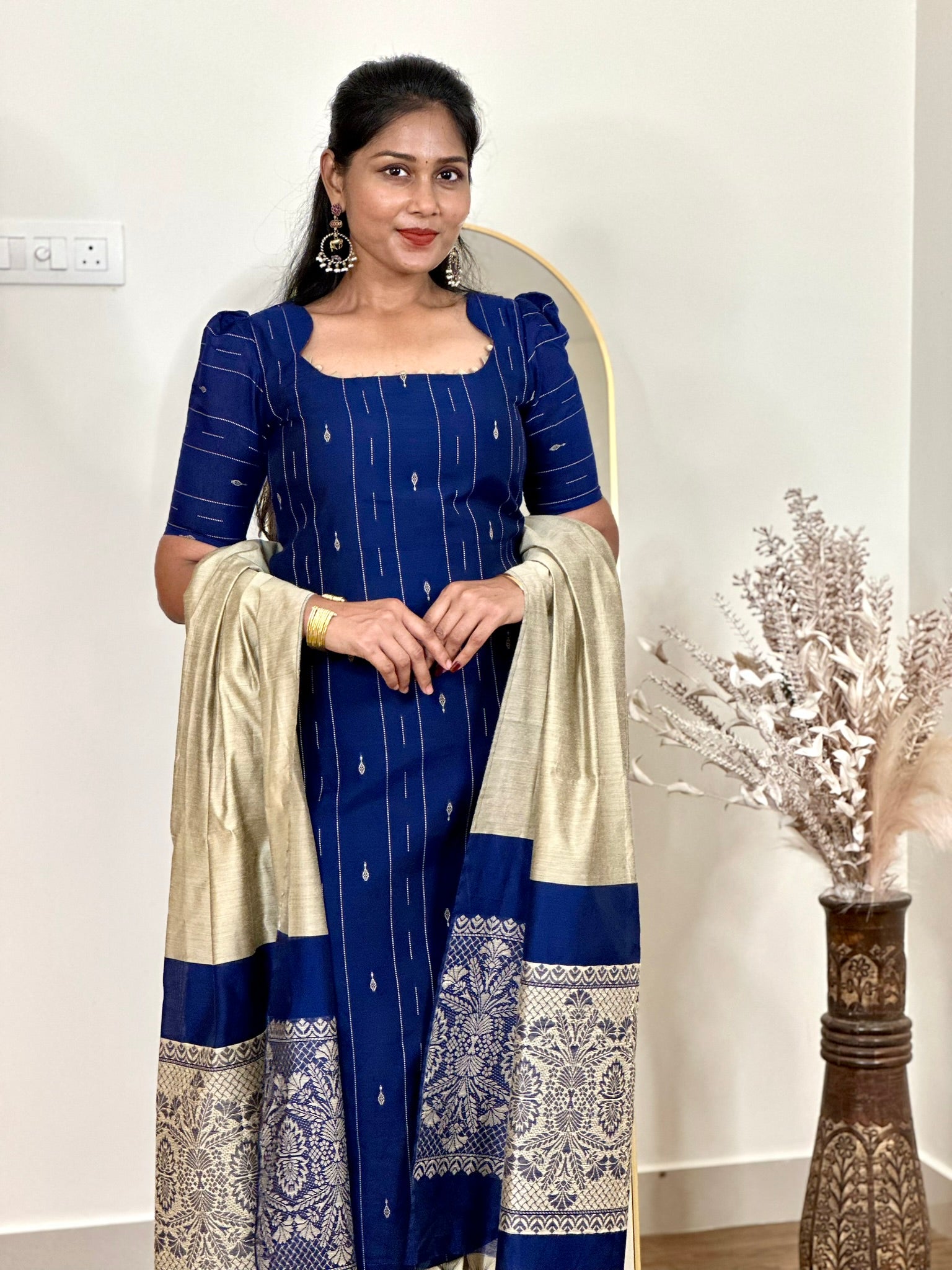 SIYA092 Blue | Aira Raw Silk Kurta Set (3-Piece)