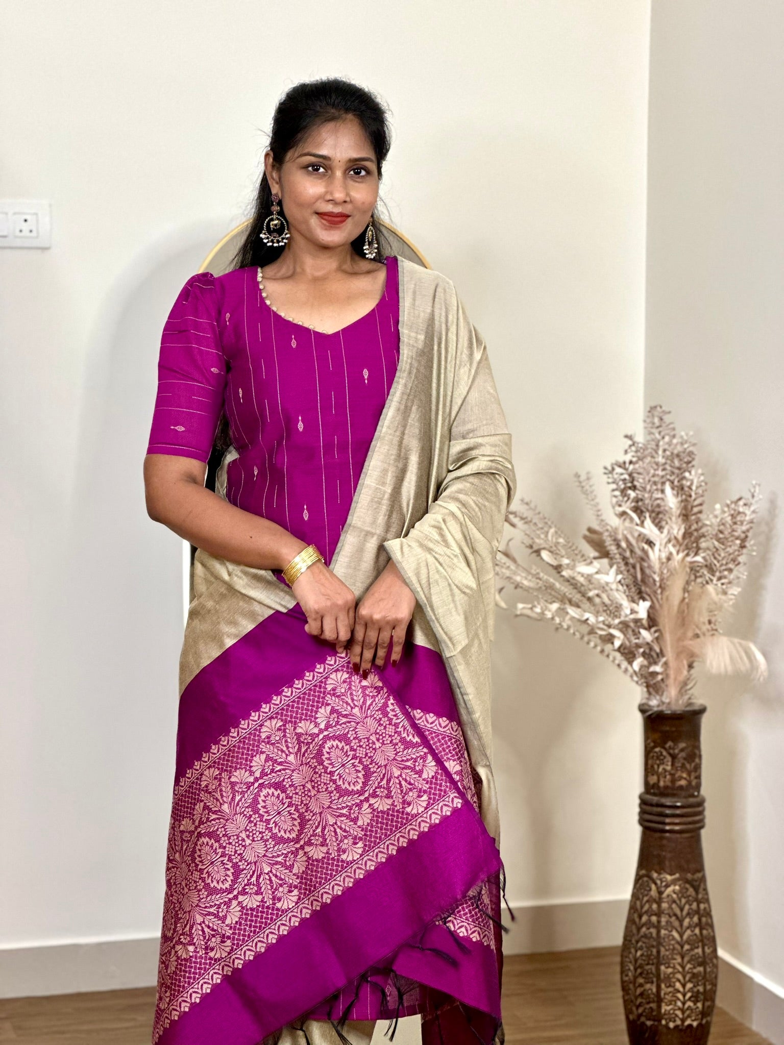 SIYA092 Purple | Aira Raw Silk Kurta Set (3-Piece)