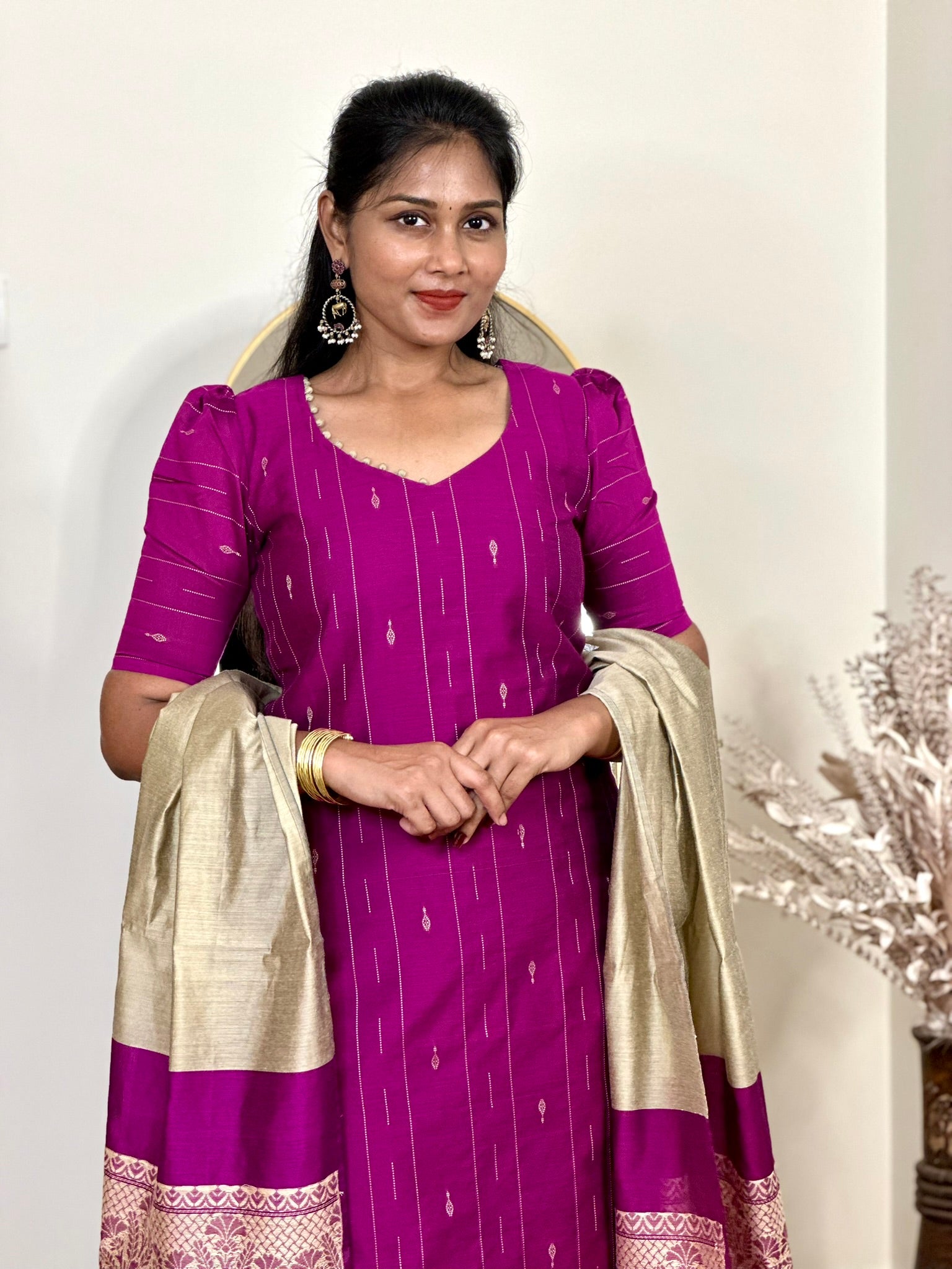 SIYA092 Purple | Aira Raw Silk Kurta Set (3-Piece)