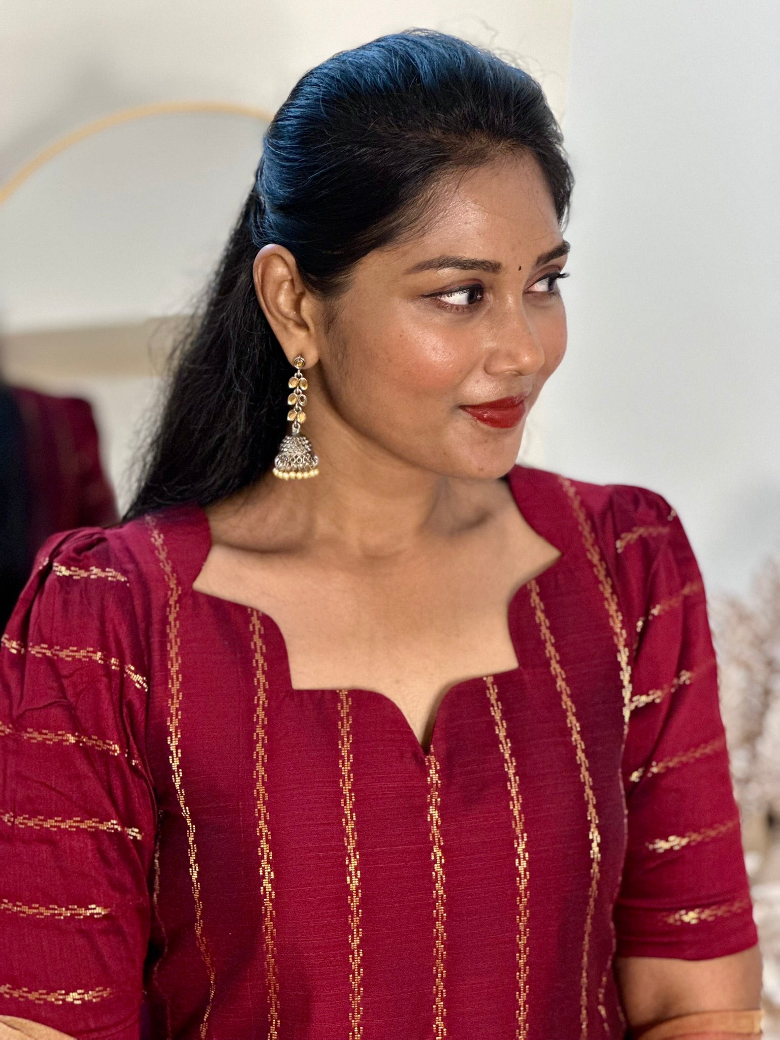 SIYA093 Maroon | Noor Raw Silk Kurta Set (3-Piece)