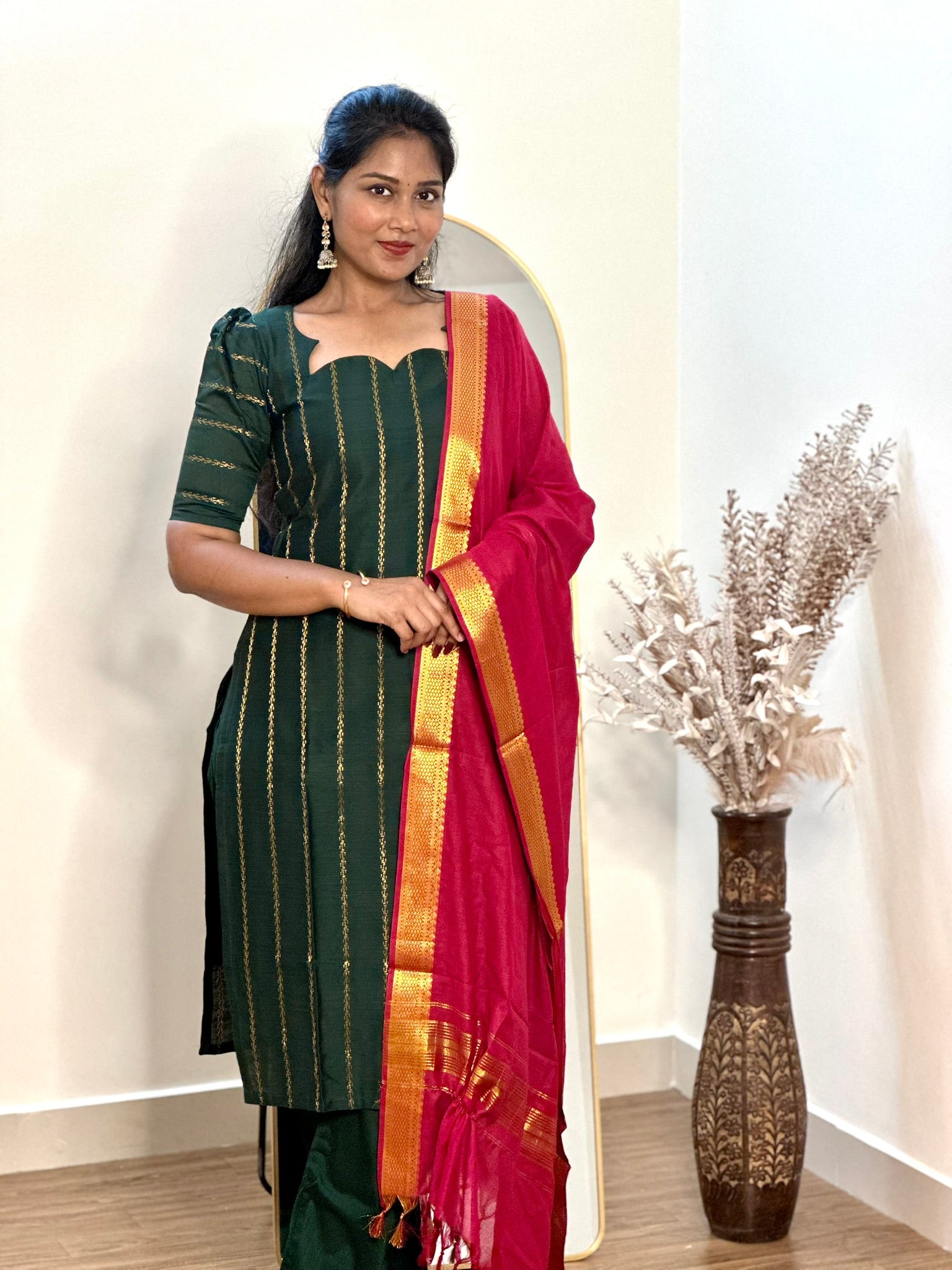 SIYA093 Maroon | Noor Raw Silk Kurta Set (3-Piece)