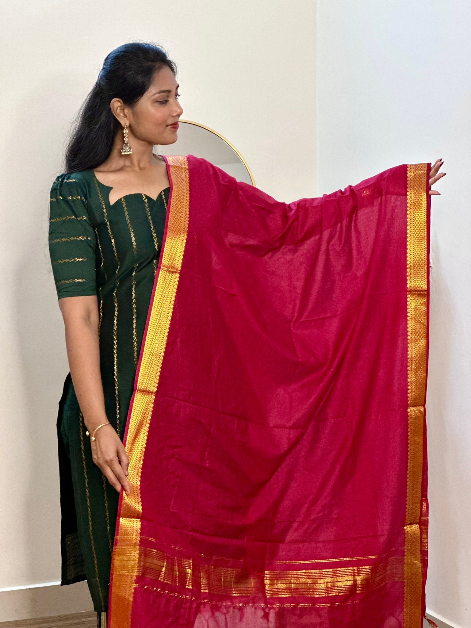 SIYA093 Green | Noor Raw Silk Kurta Set (3-Piece)
