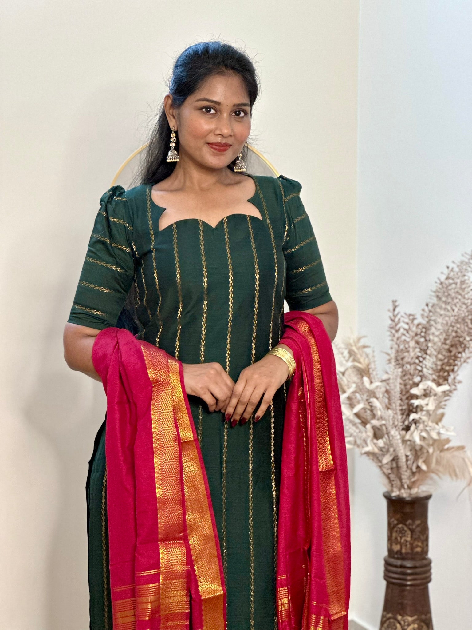 SIYA093 Green | Noor Raw Silk Kurta Set (3-Piece)