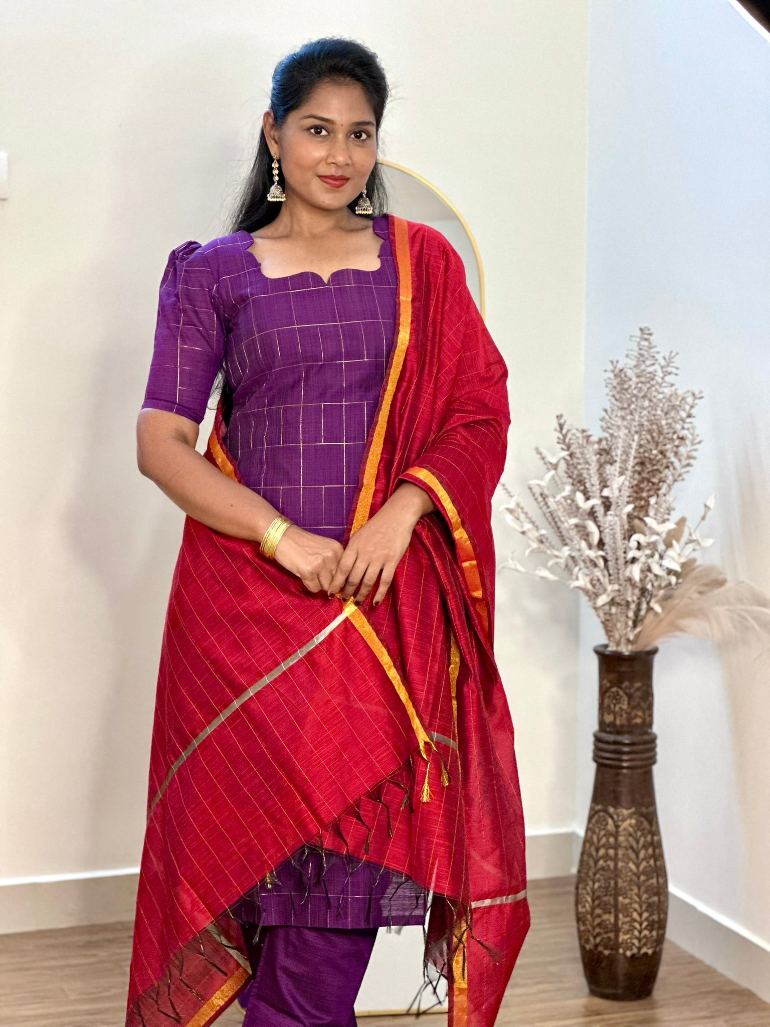 SIYA095 Purple | Aira Raw Silk Kurta Set (3-Piece)