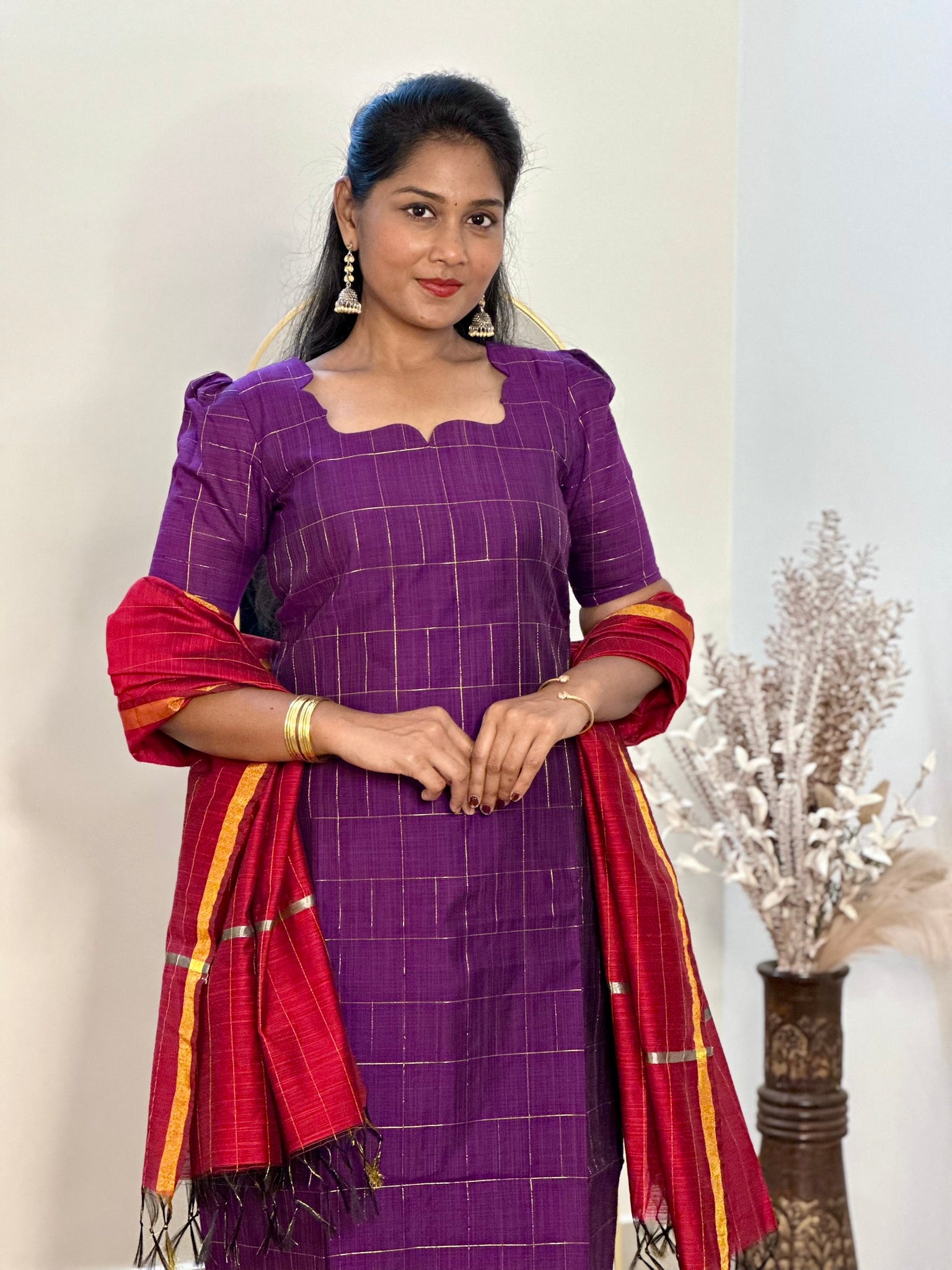 SIYA095 Purple | Aira Raw Silk Kurta Set (3-Piece)