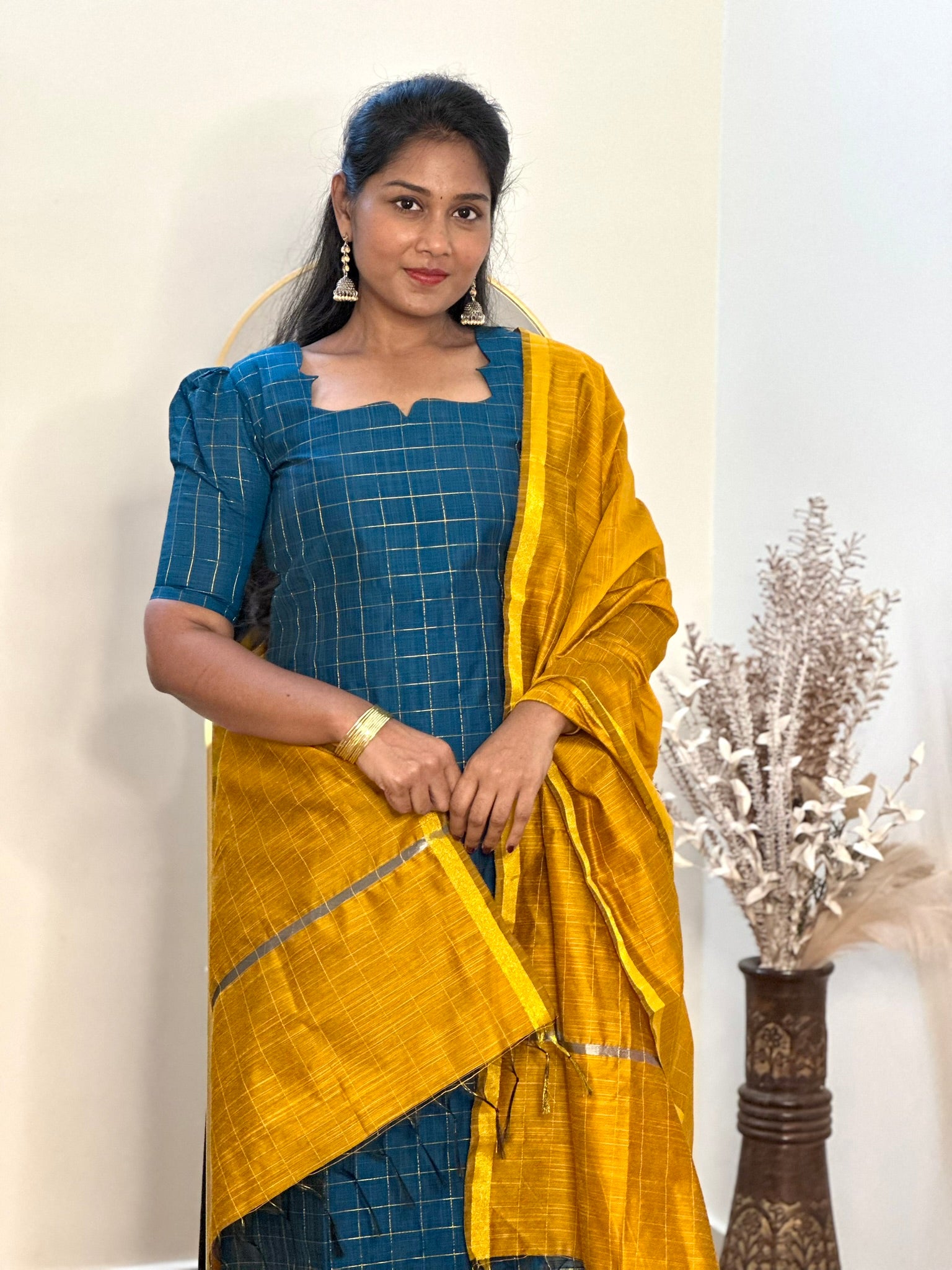 SIYA095 Blue | Aira Raw Silk Kurta Set (3-Piece)