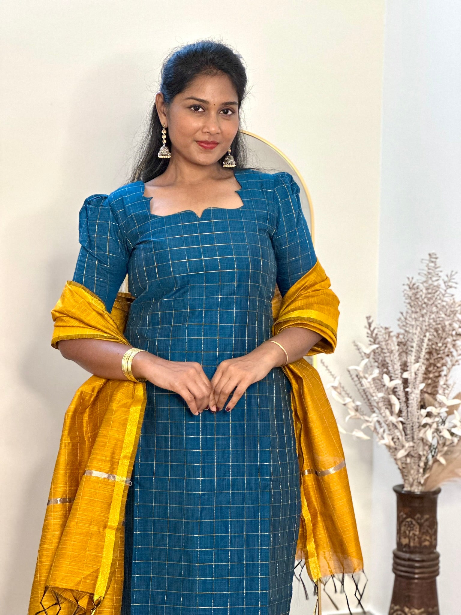 SIYA095 Blue | Aira Raw Silk Kurta Set (3-Piece)