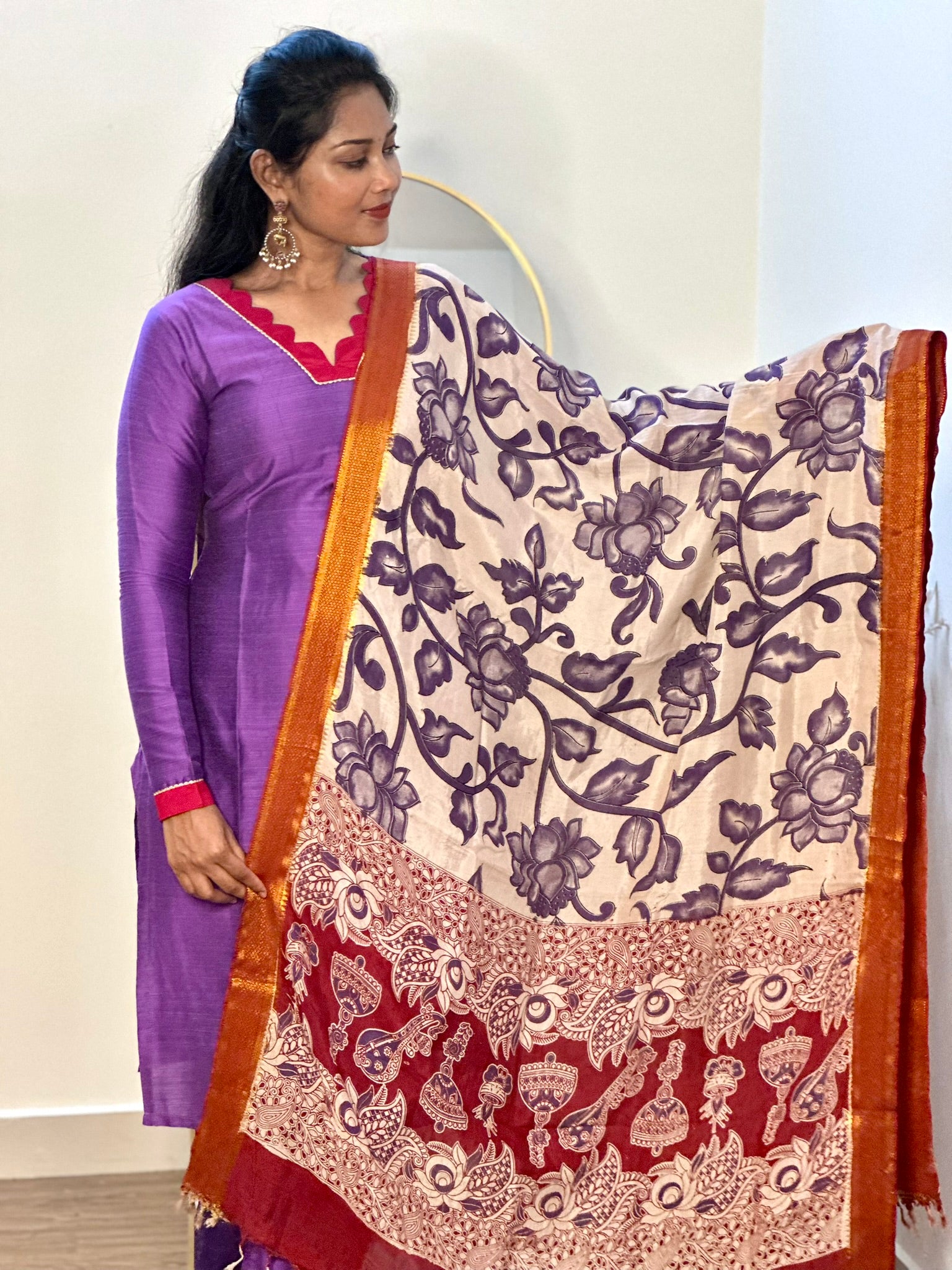 SIYA097 Purple| Ziva Raw Silk Kurta Set with Kalamkari Dupatta (3-Piece)