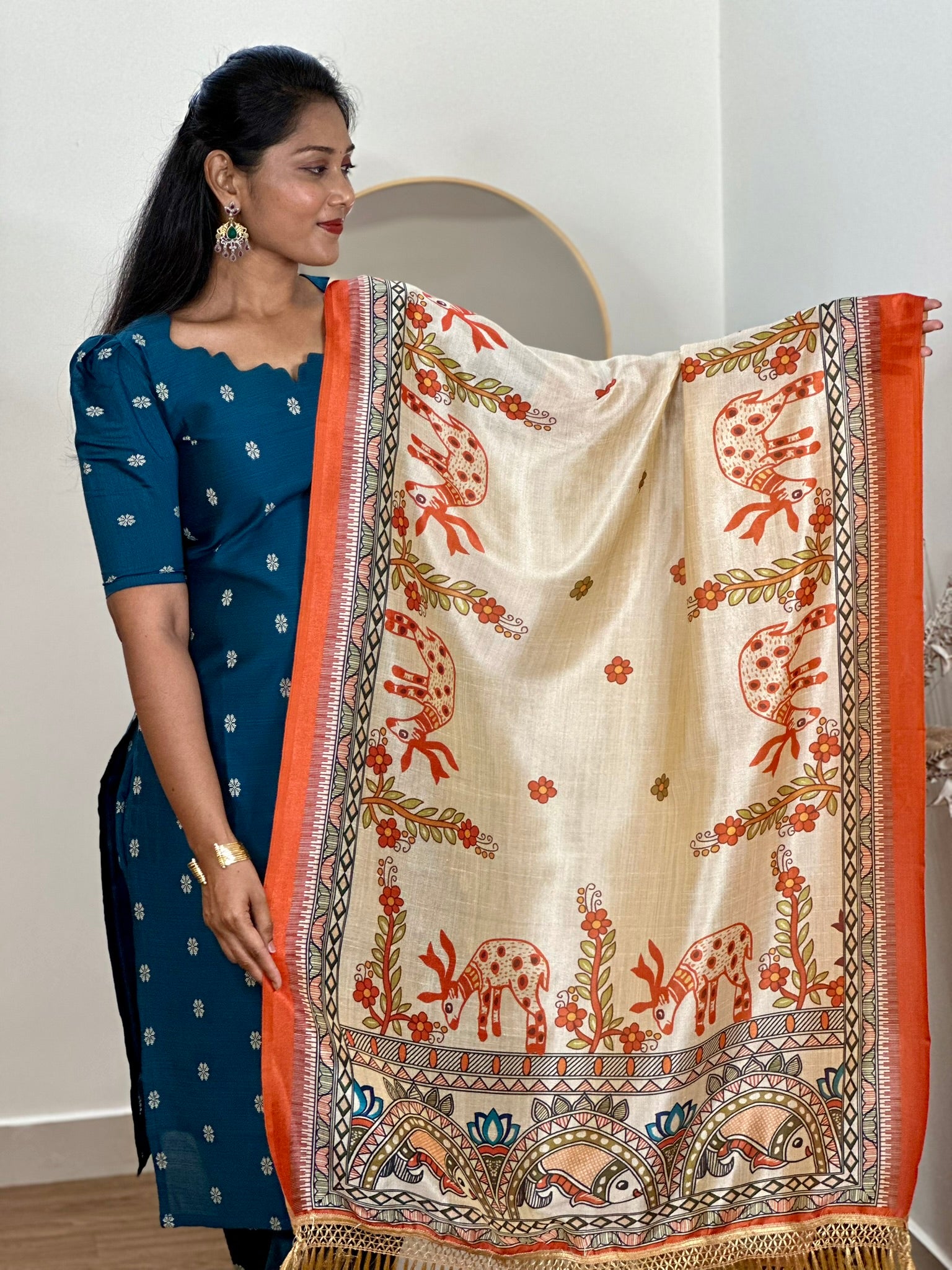 SIYA099 Blue | Noor Raw Silk Kurta Set with Printed Tussar Dupatta (3-Piece)