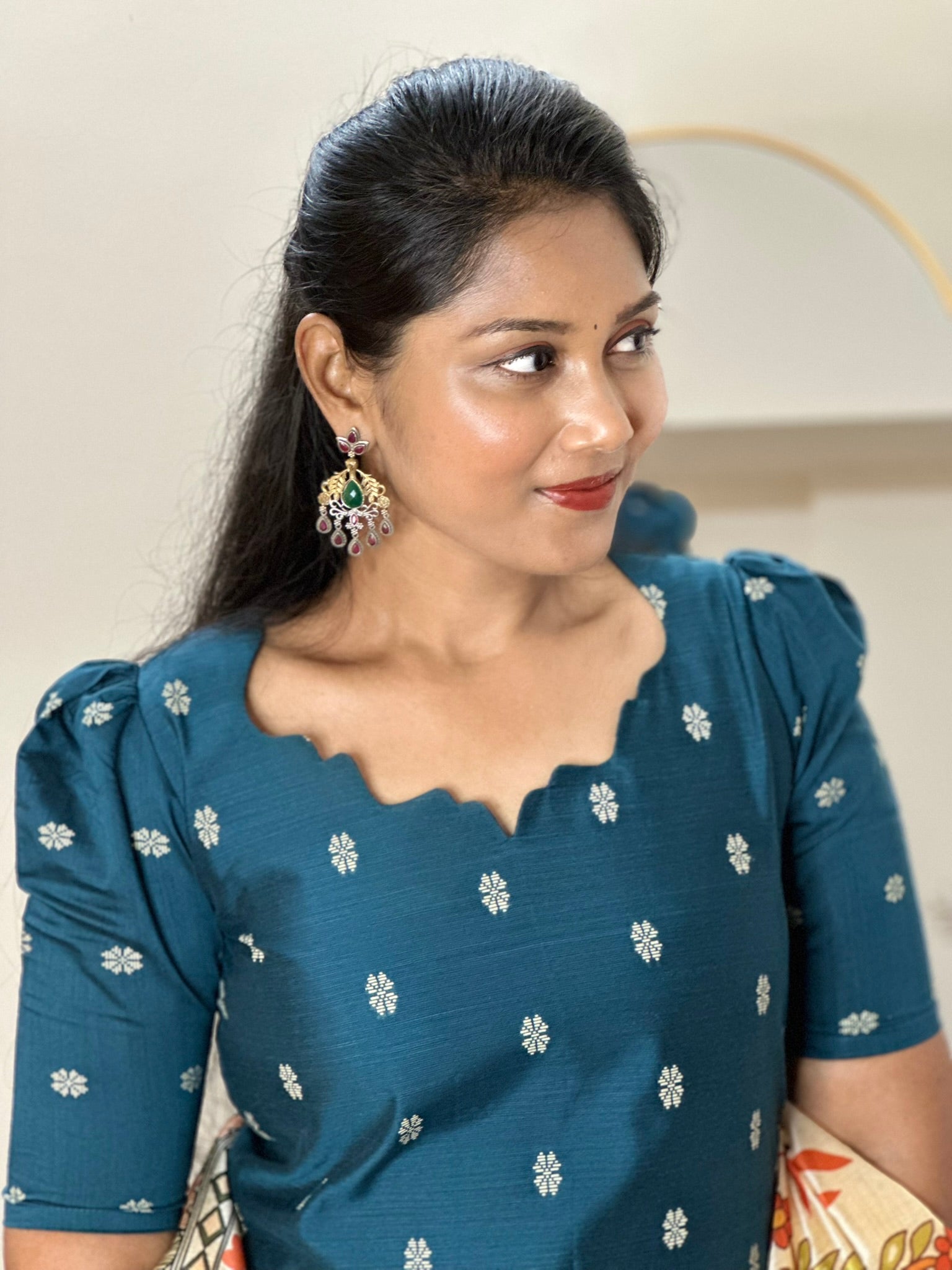 SIYA099 Blue | Noor Raw Silk Kurta Set with Printed Tussar Dupatta (3-Piece)