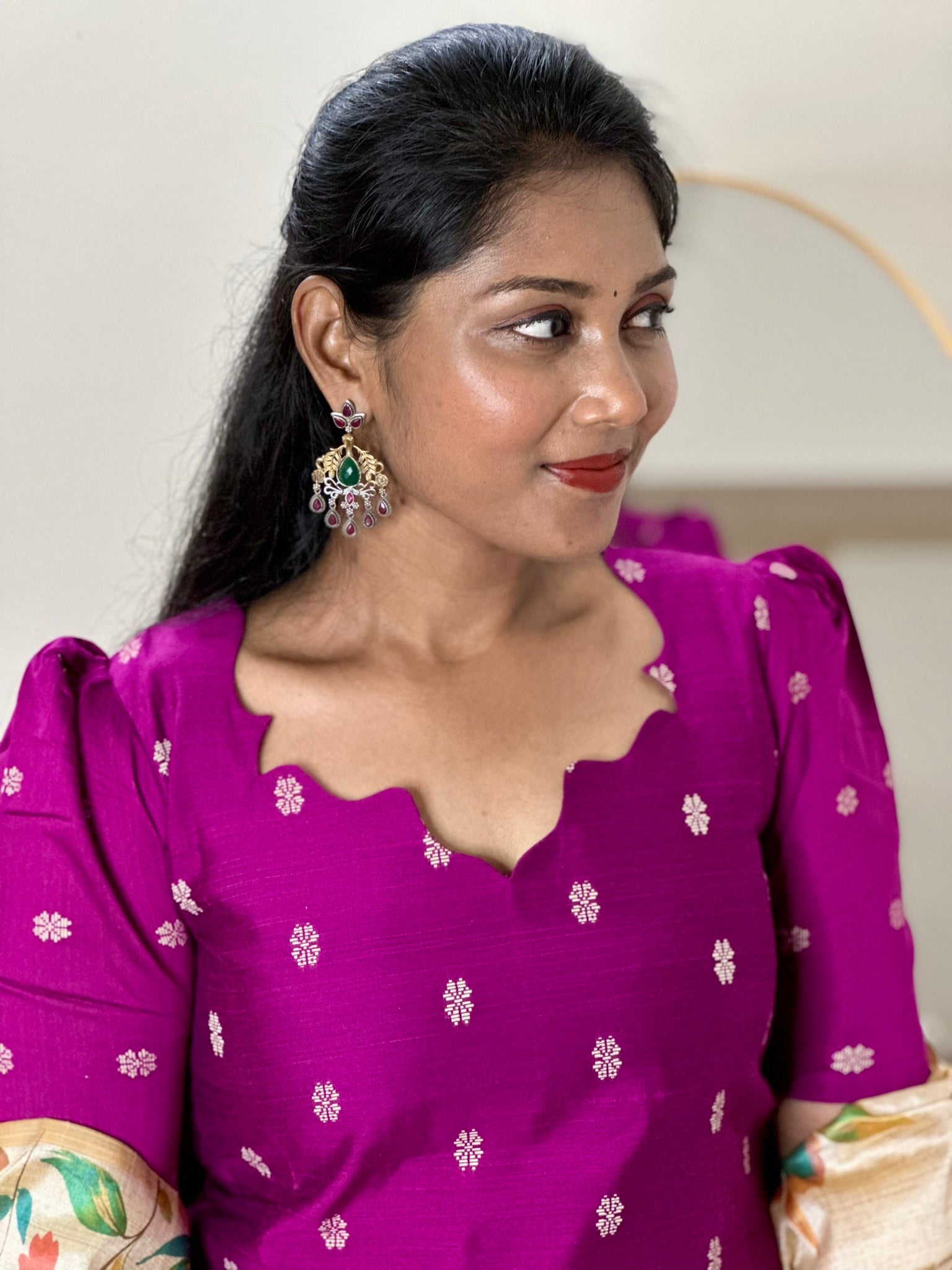 SIYA099 Purple | Noor Raw Silk Kurta Set with Printed Tussar Dupatta (3-Piece)