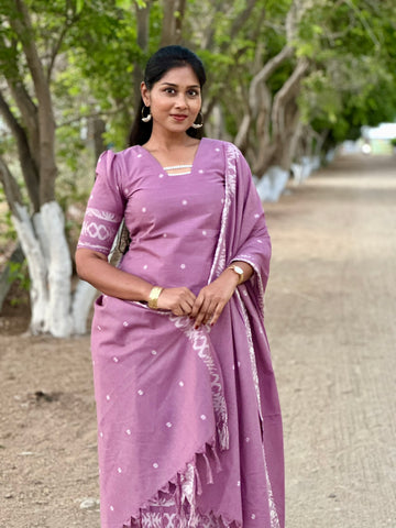 SIYA100  Purple | Noorika Premium Jacquard Cotton Kurta Set (3 -Piece)