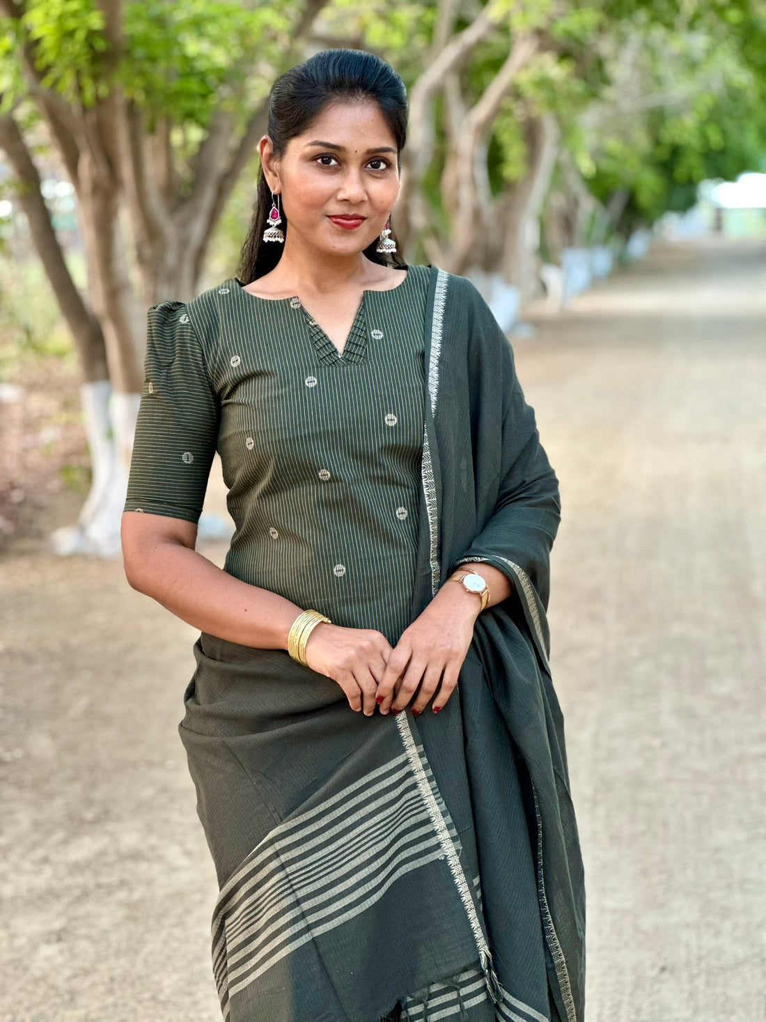 SIYA101 | Aarunya Handloom Cotton 3-Piece Kurta Set