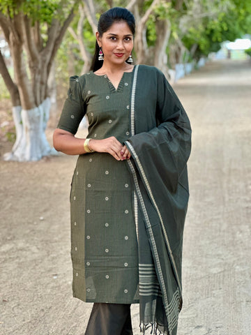 SIYA101 | Aarunya Handloom Cotton 3-Piece Kurta Set