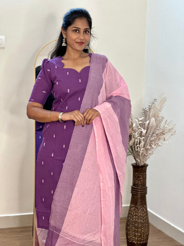SIYA062 Purple| Zariya Handloom Cotton Kurta Set (3-Piece)