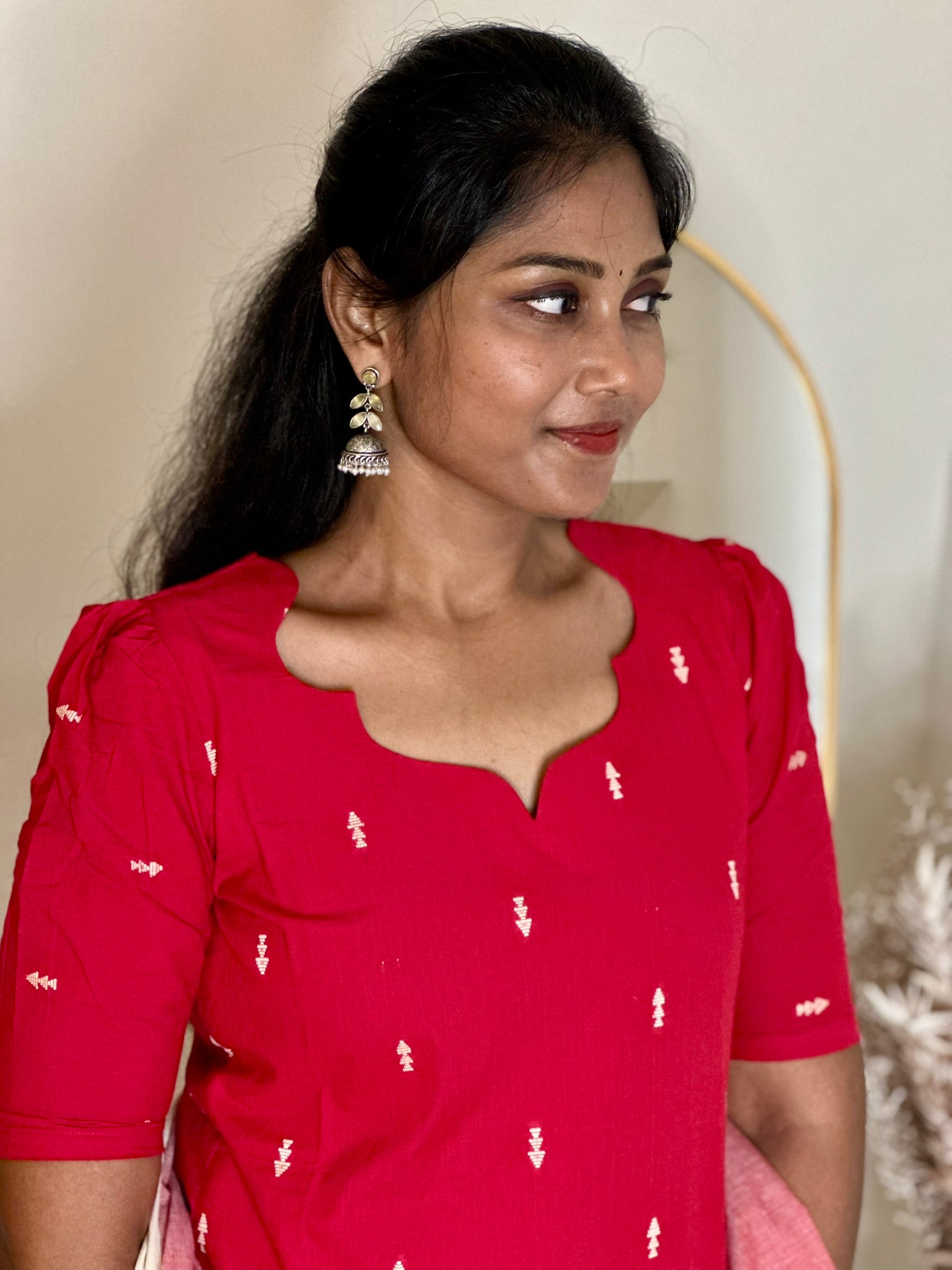 SIYA062 Red | Zariya Handloom Cotton Kurta Set (3-Piece)