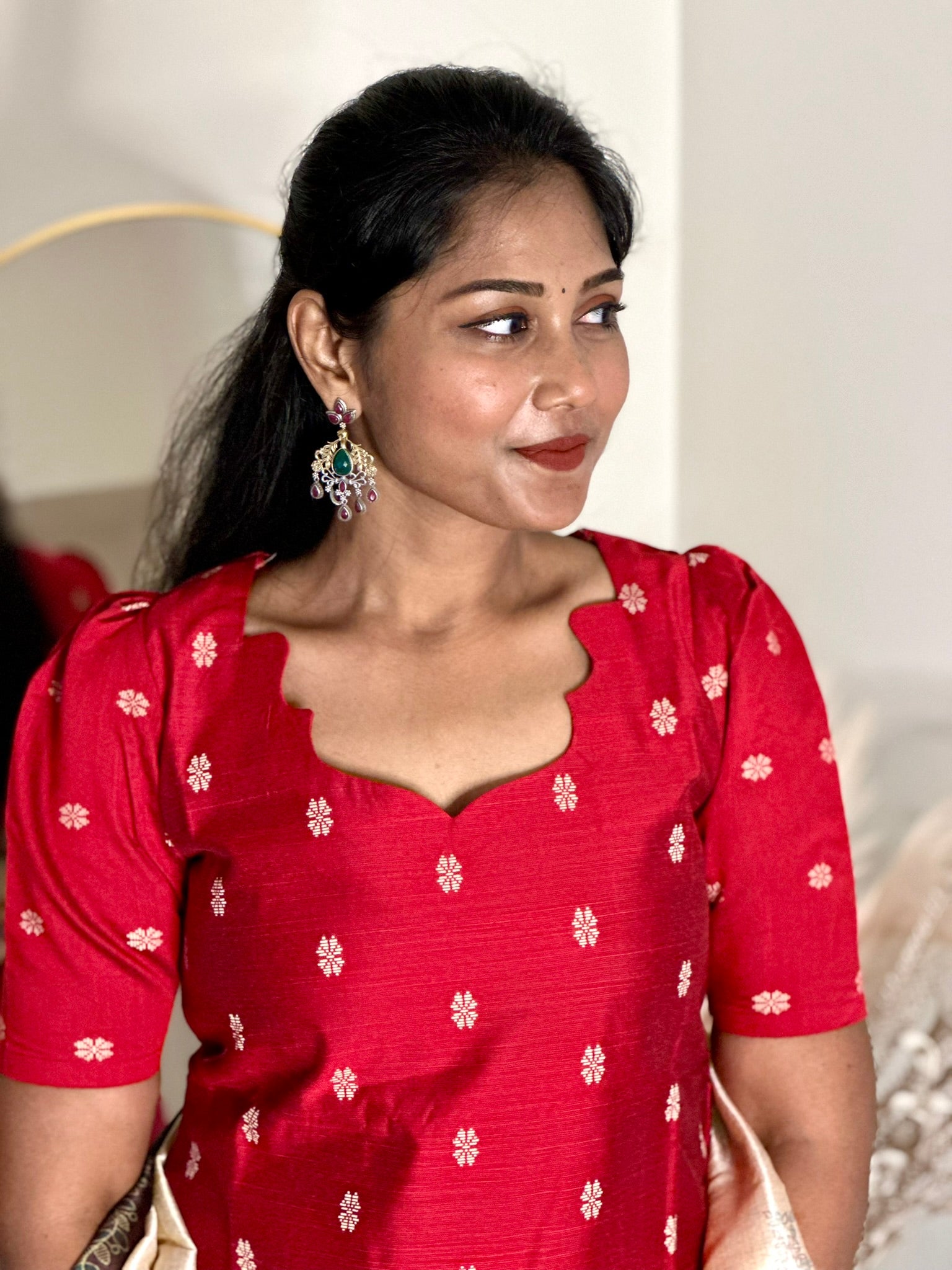 SIYA065 Red | Riyanshi Raw Silk Kurta Set with Digital Print Tussar Silk Dupatta (3-Piece)