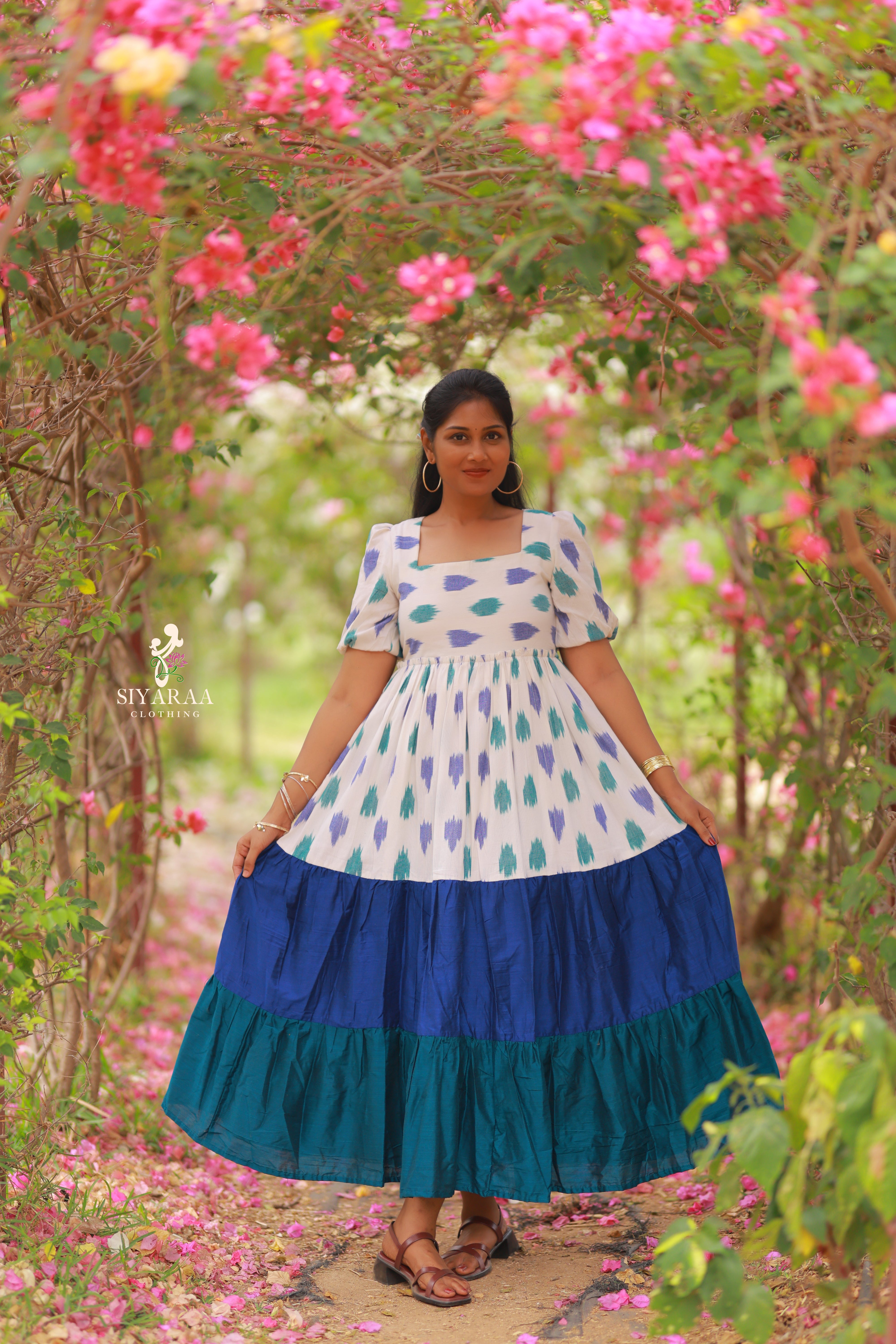 SIYA108 Blue | Ikkat Handloom Cotton Anarkali (Maxi)