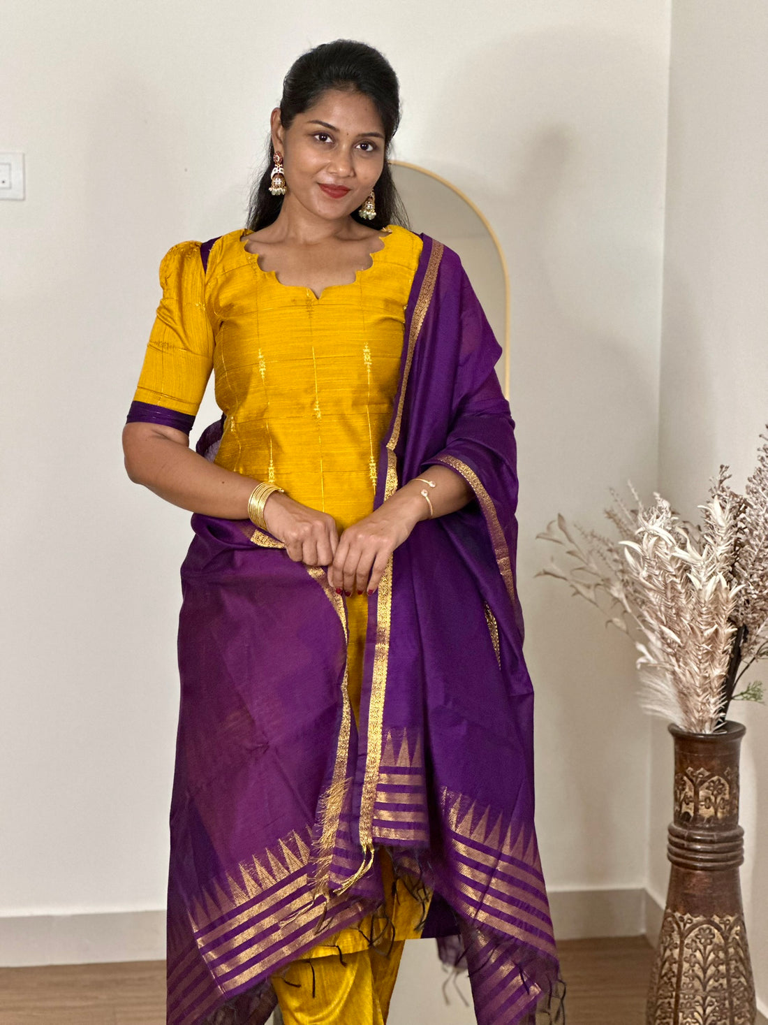 SIYA102 Yellow |Aira Raw Silk Kurta Set (3-Piece)