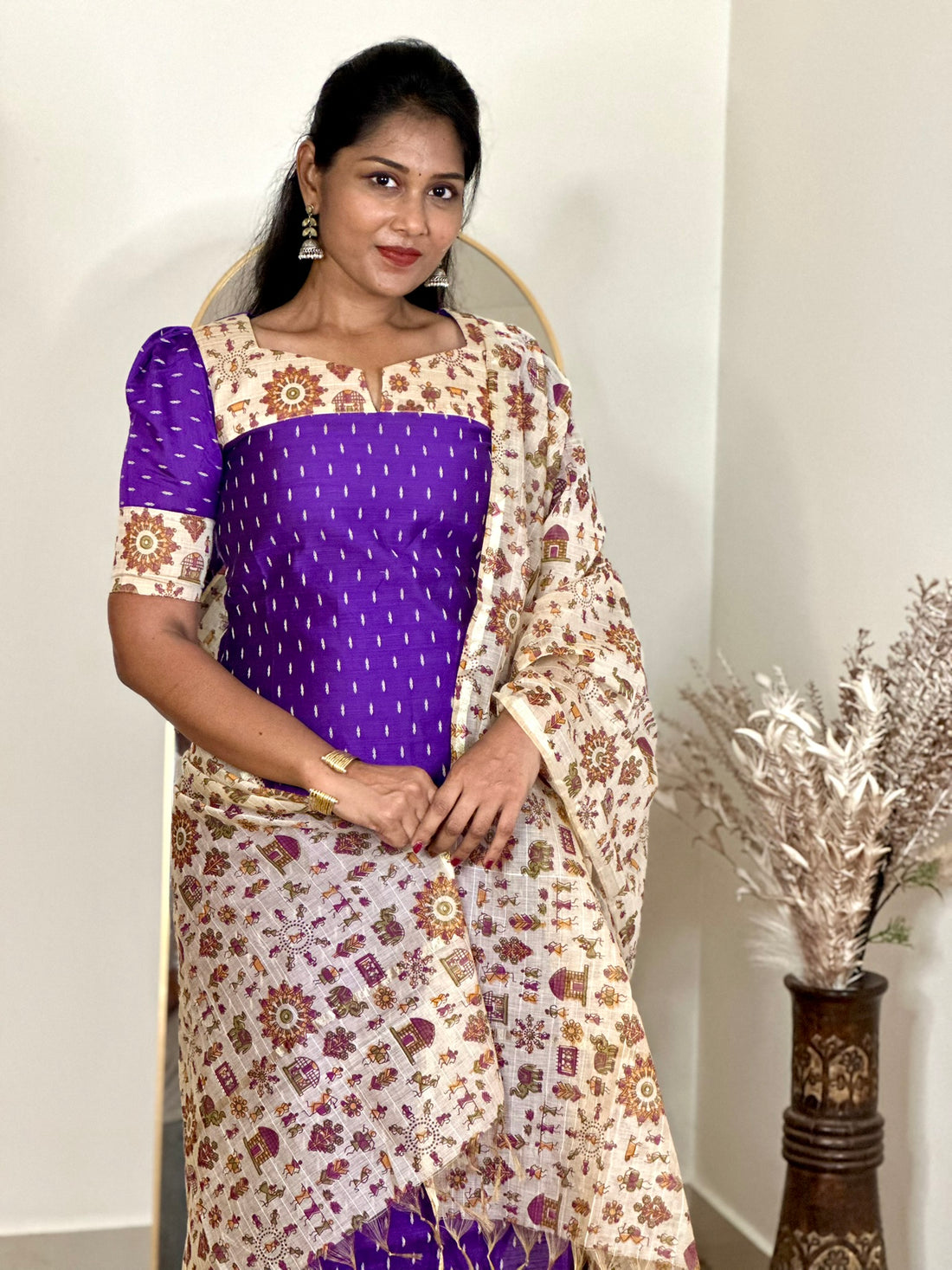SIYA104 Lavender | Saira Slub Cotton 3-Piece Kurta Set | SIYA104