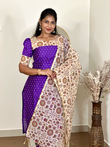 SIYA104 Lavender | Saira Slub Cotton 3-Piece Kurta Set | SIYA104