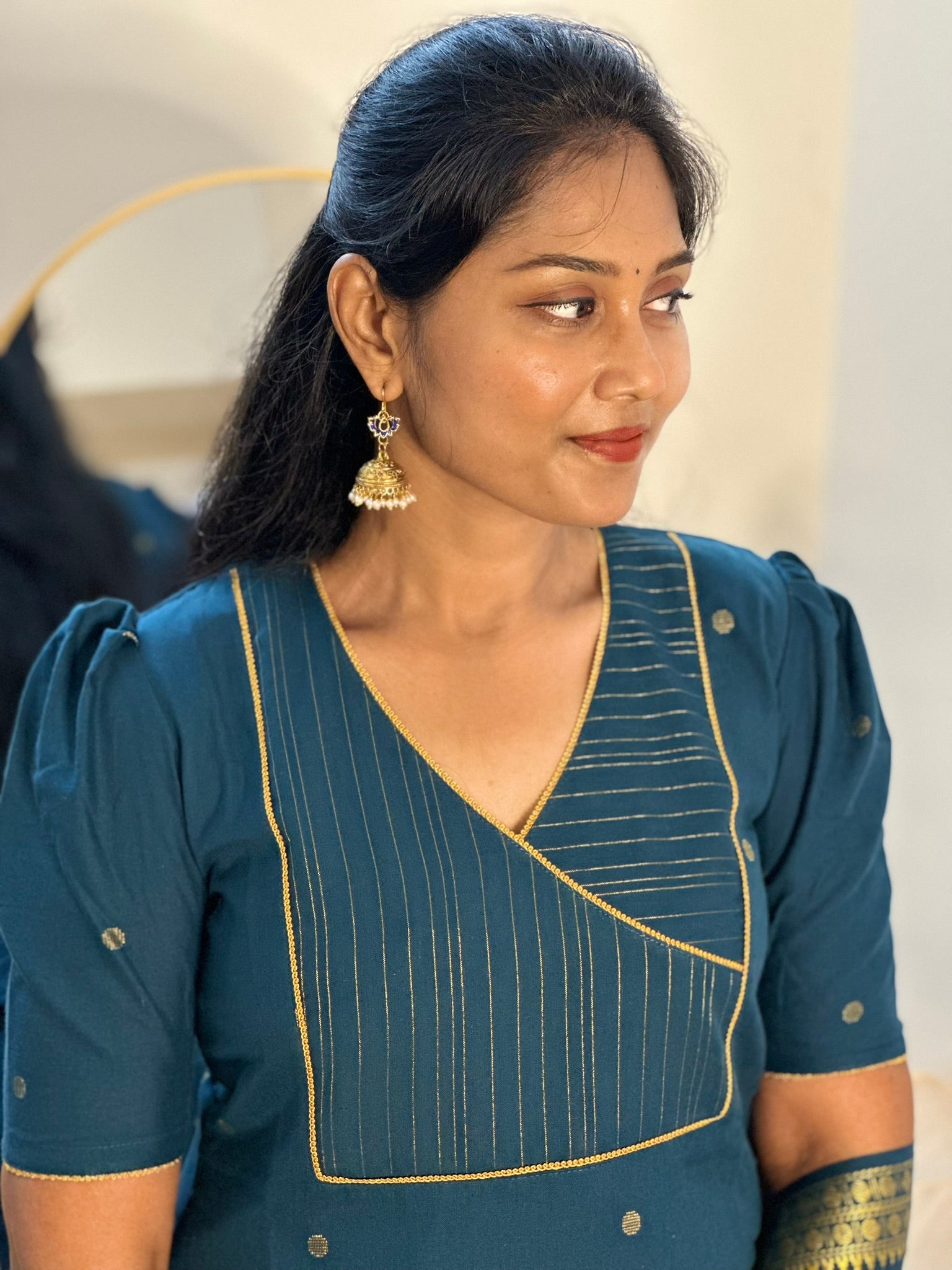 SIYA068 Blue |Tavira Handloom Cotton Kurta Set (3-Piece)