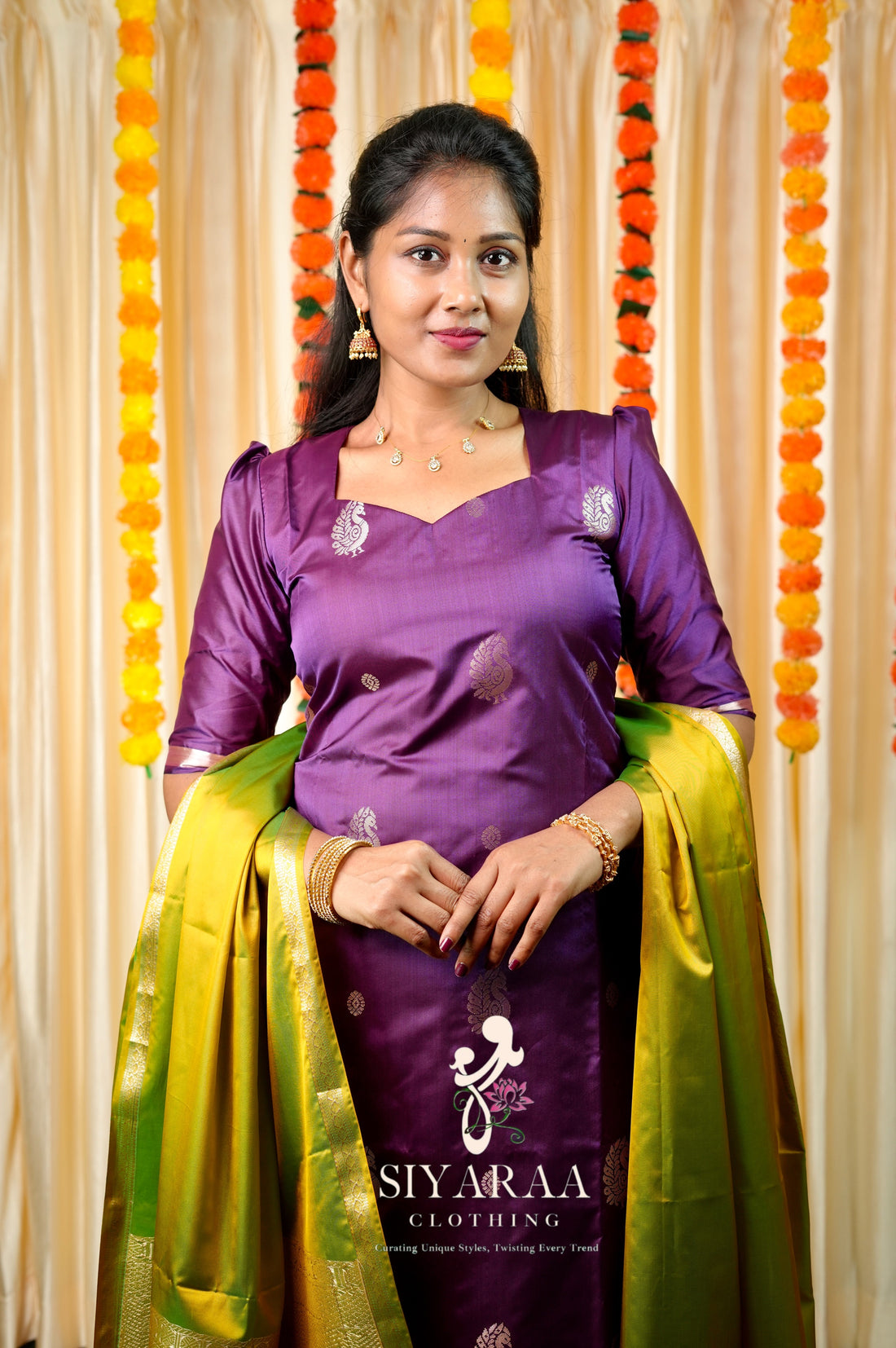SIYA156 Violet | Sonakshi Soft Silk Kurta Set(3-Piece)