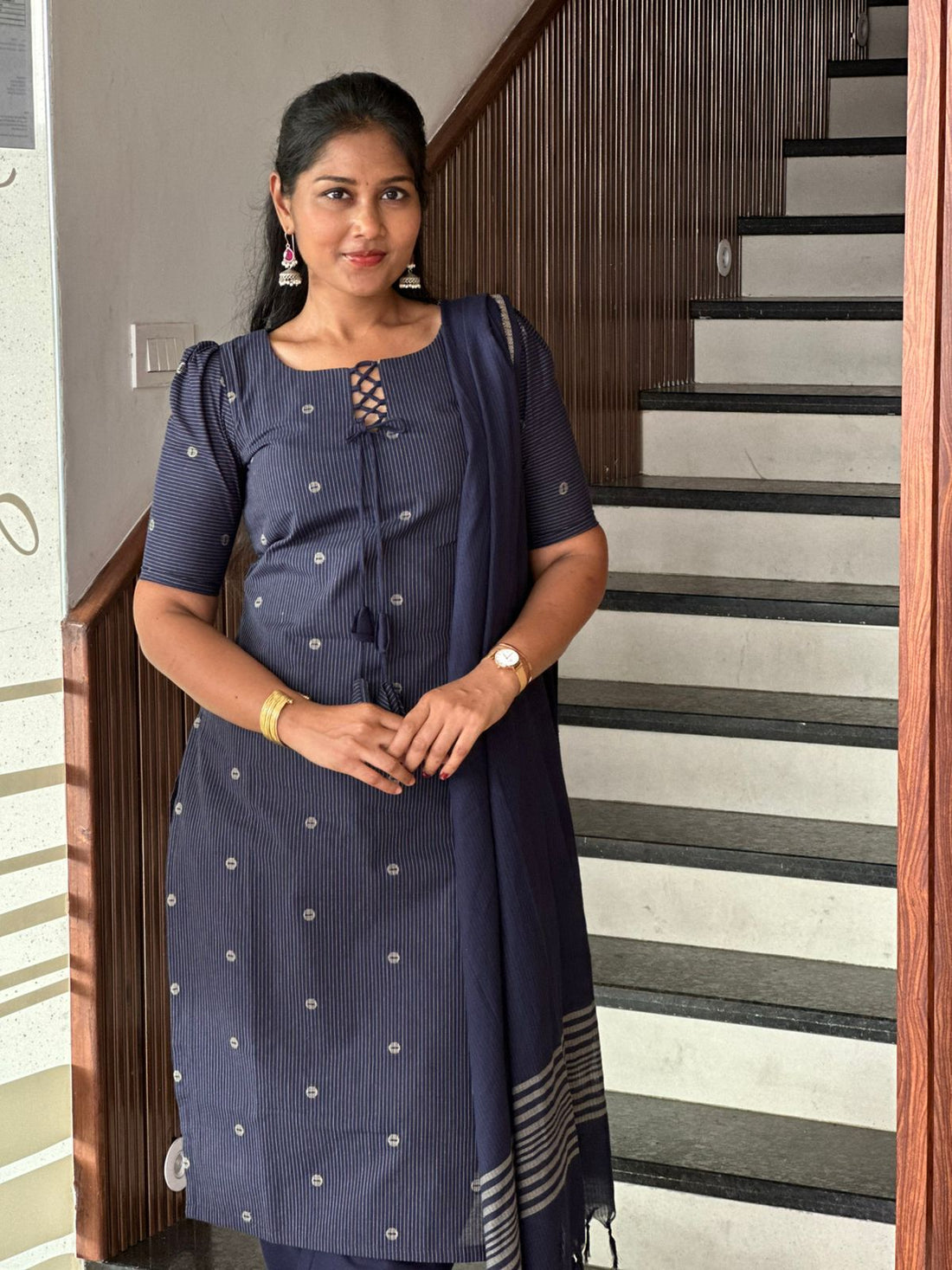 SIYA101 Blue | Aarunya Handloom Cotton 3-Piece Kurta Set