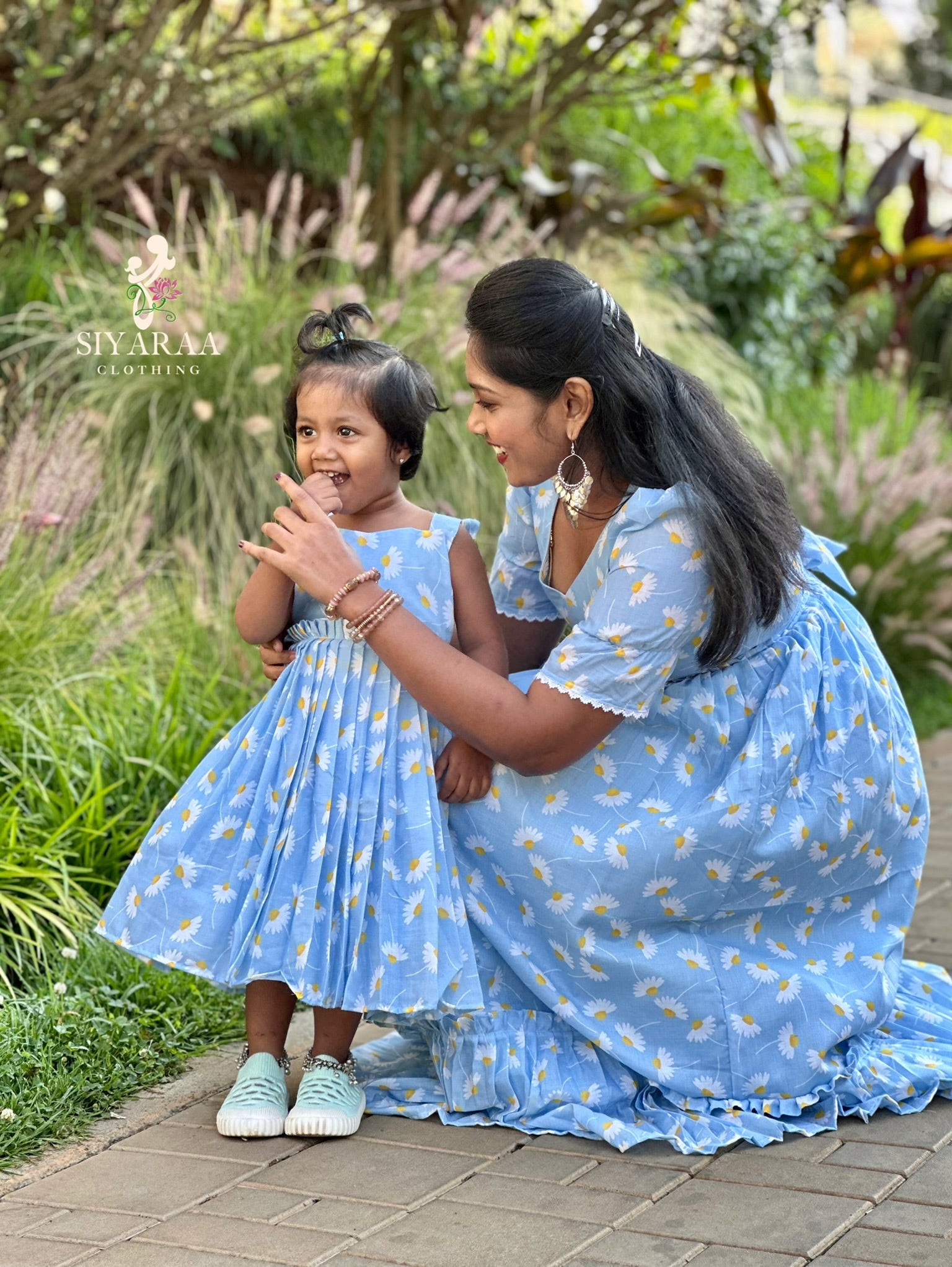 SIYA109 Blue | Mom & Daughter Mul Cotton Maxi (Combo)