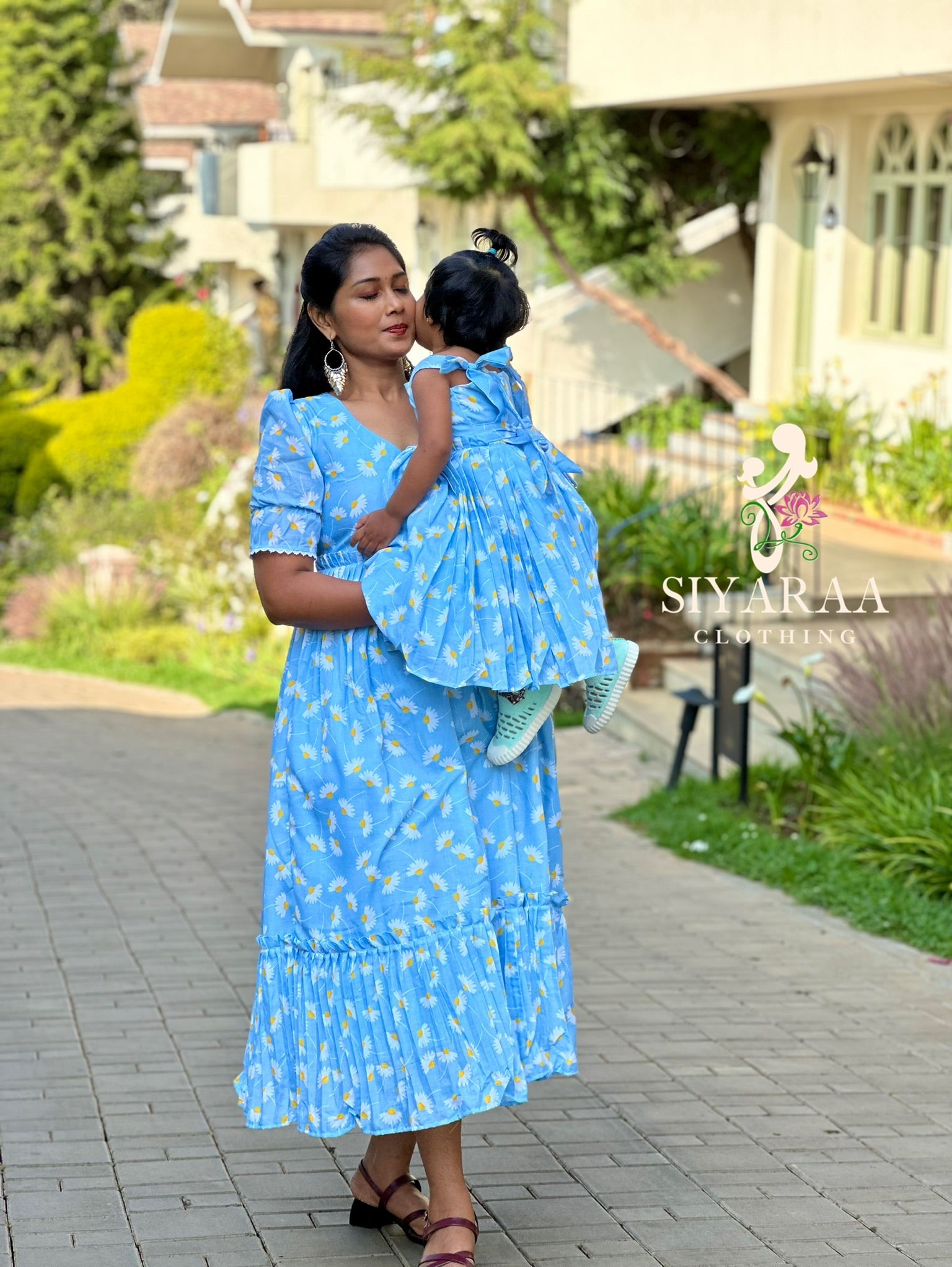 SIYA109 Blue | Mom & Daughter Mul Cotton Maxi (Combo)